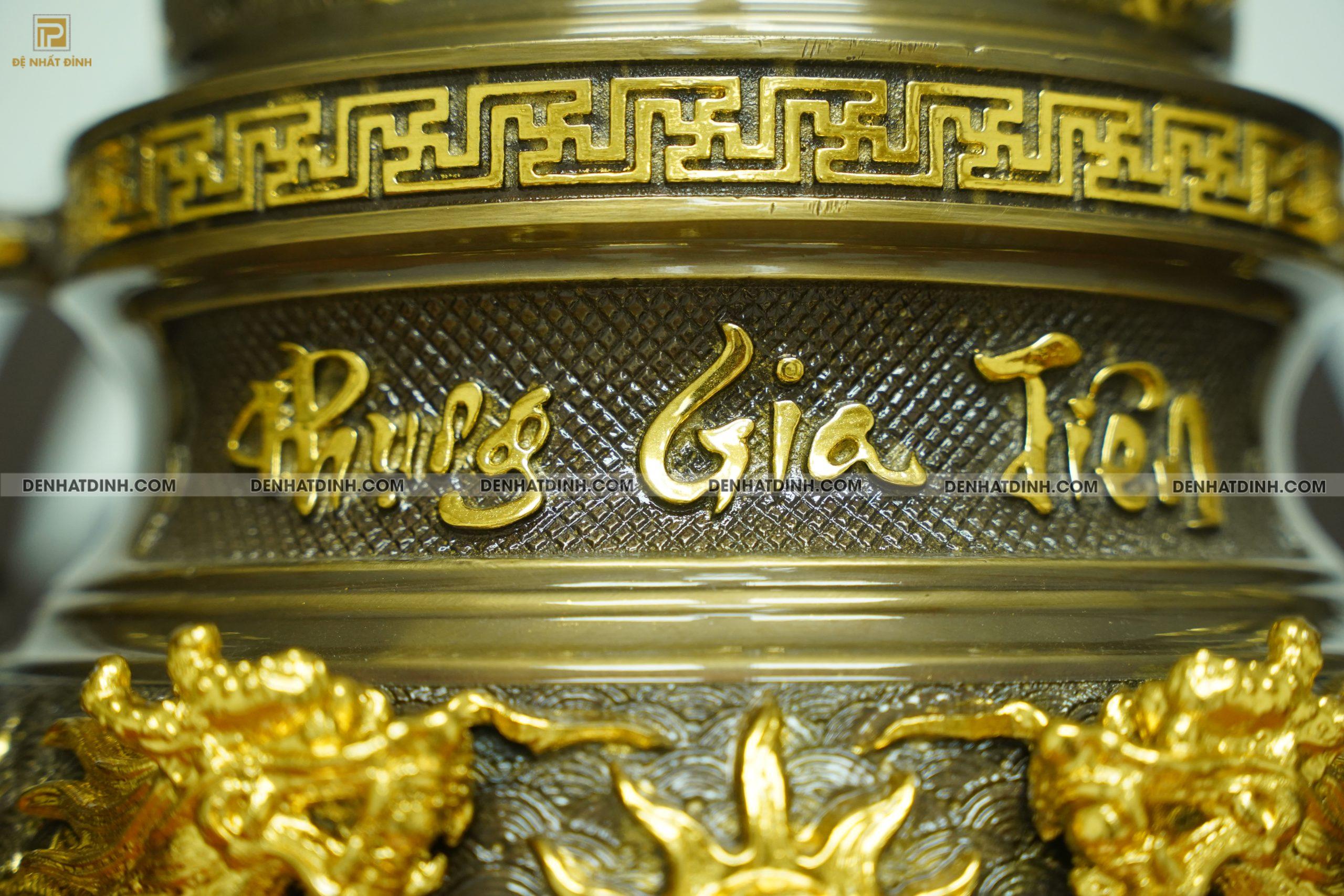 Đỉnh đồng Phụng Gia Tiên 65 dát vàng điểm - Ảnh 4