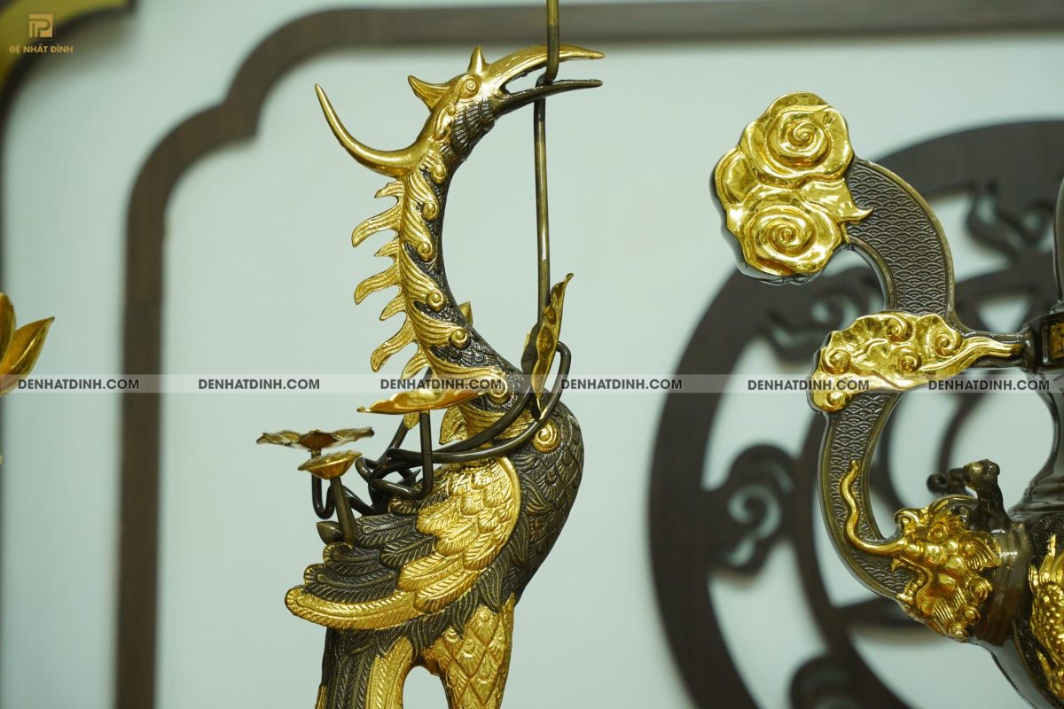 Bộ đỉnh đồng ngũ sự Phụng Gia Tiên 65 dát vàng điểm hoa văn - Ảnh 2