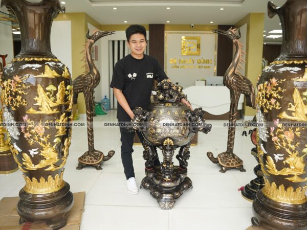 Thất lân đồng đỏ 1m2 khảm tam khí