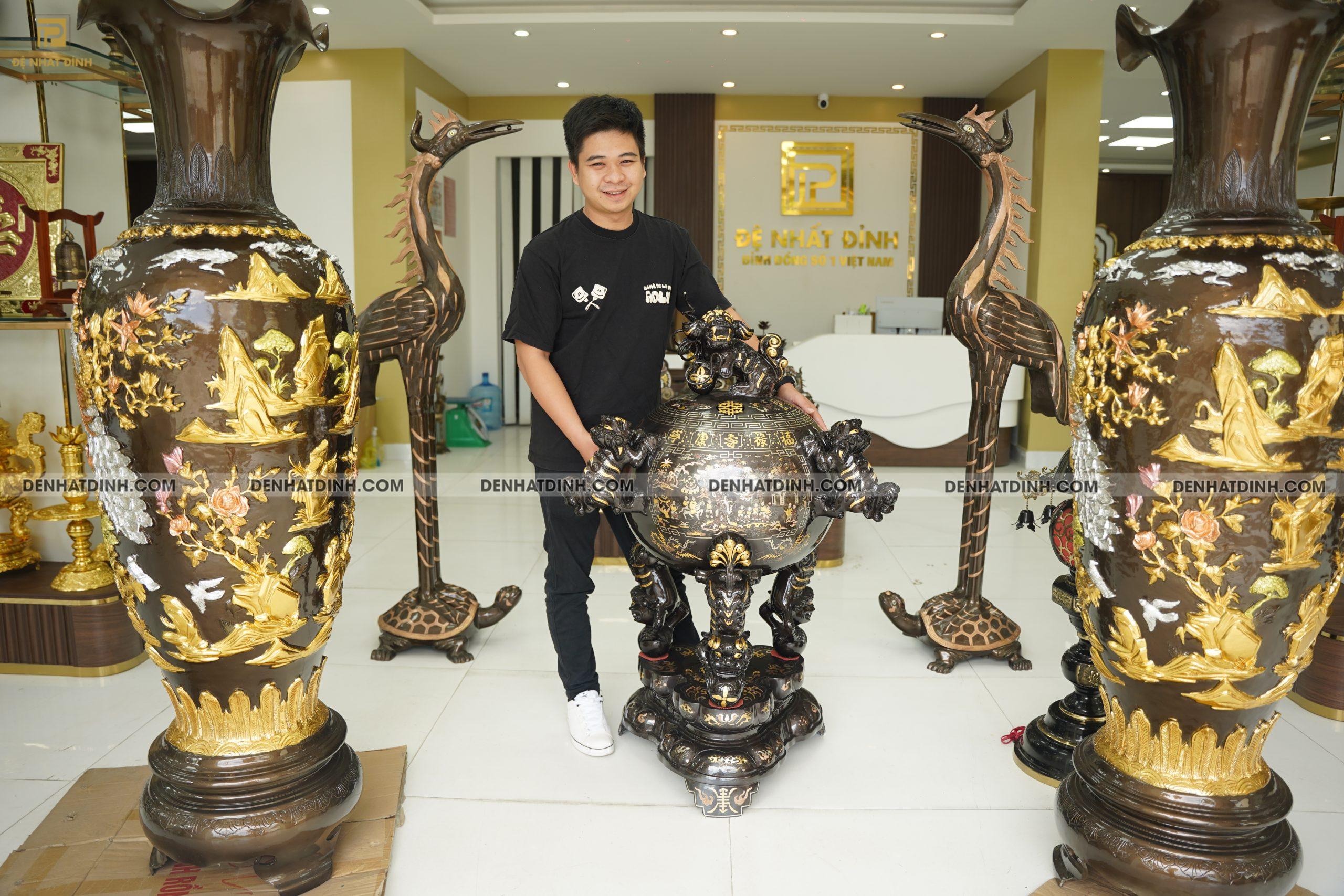 Thất lân đồng đỏ 1m2 khảm tam khí