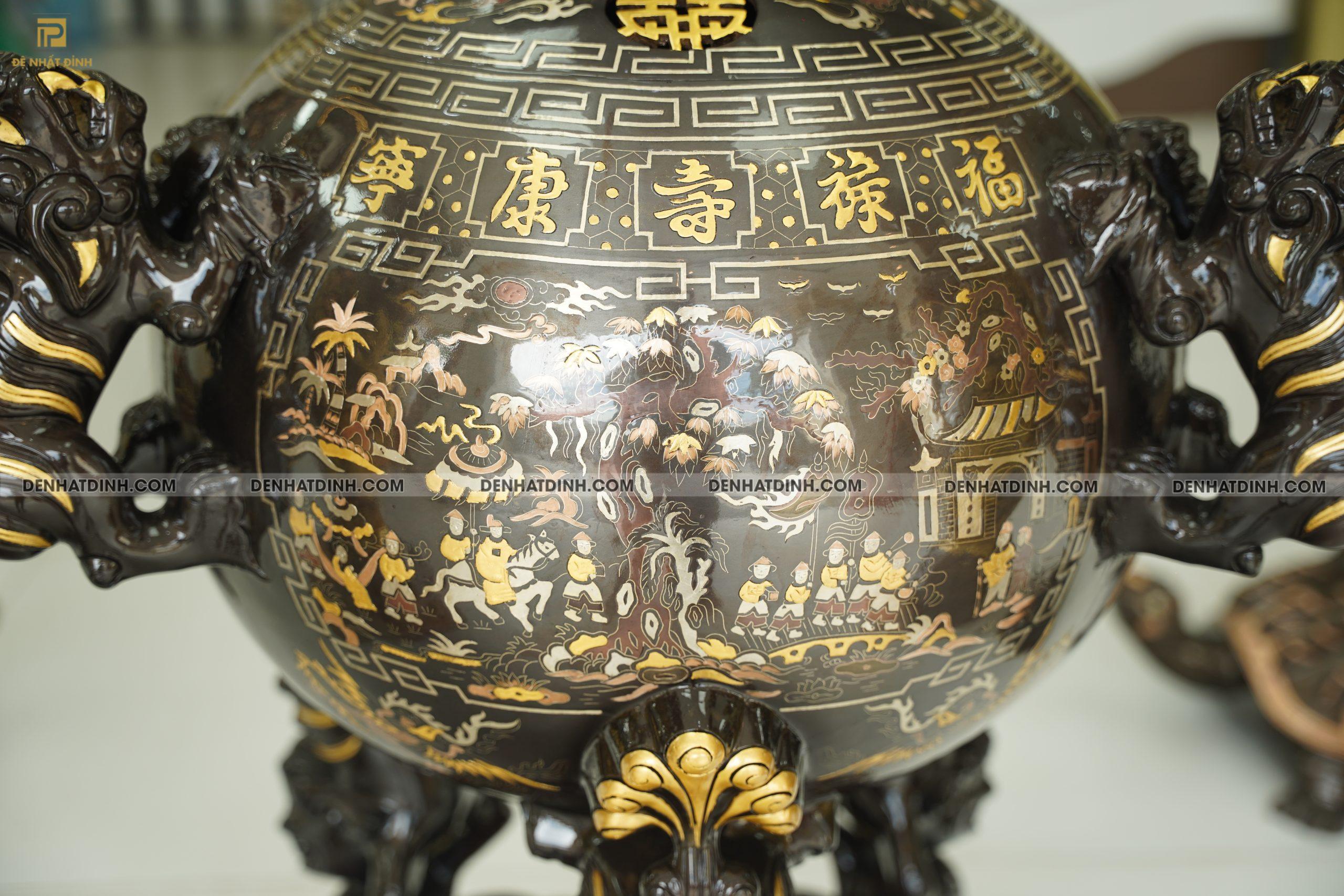 Thất lân đồng đỏ 1m2 khảm tam khí - Ảnh 8