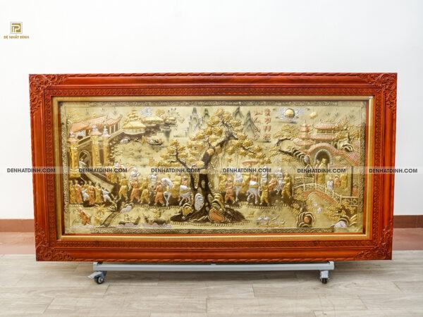 Tranh vinh quy bái tổ bằng đồng bản khung to