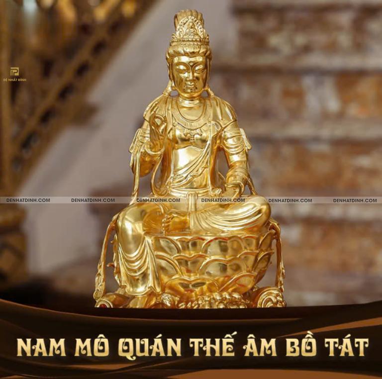 Tượng phật quan thế âm bồ tát mạ vàng 24K