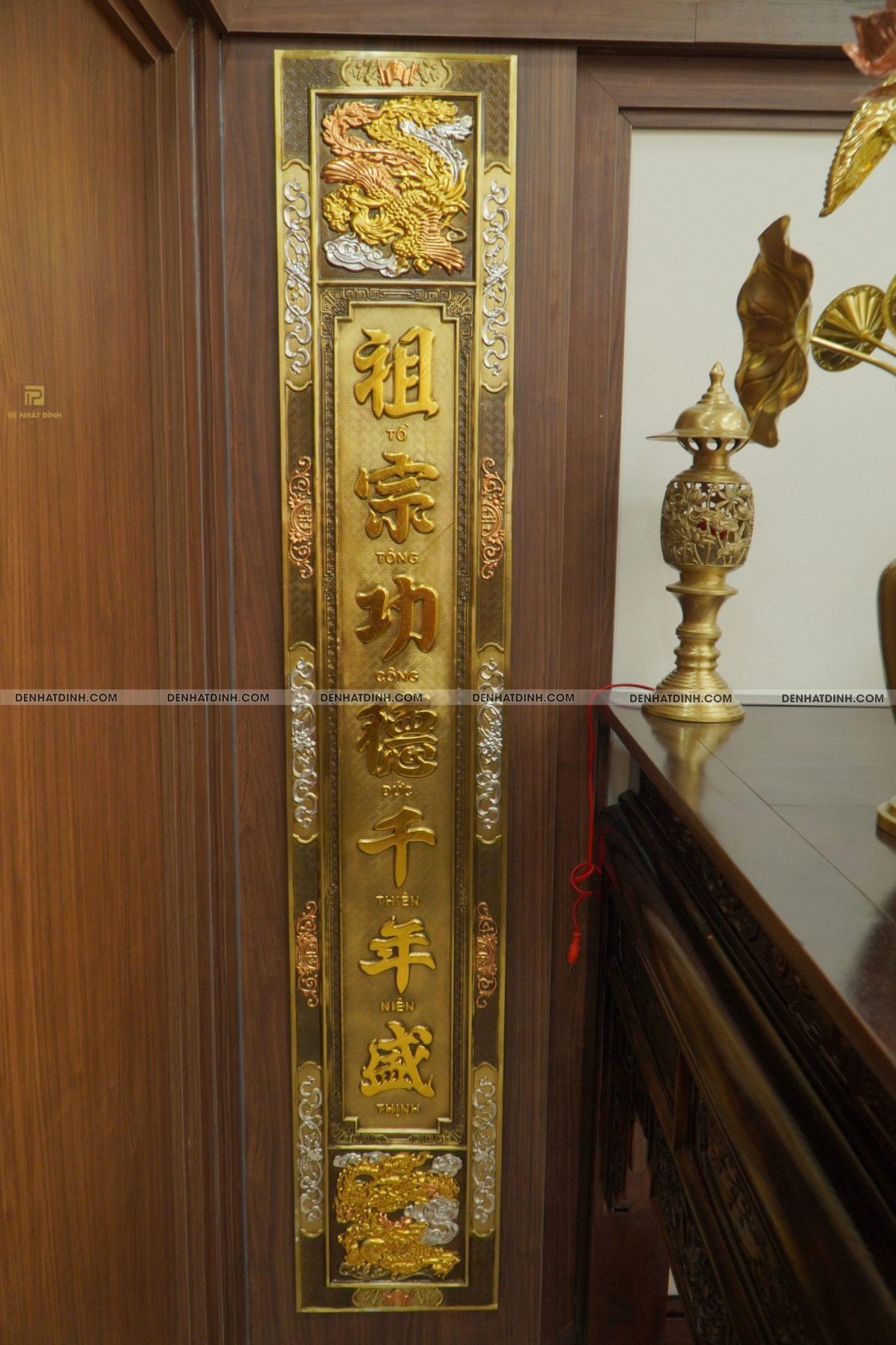 Hoành phi đại tư câu đối bằng đồng dát vàng, bạc - Ảnh 4