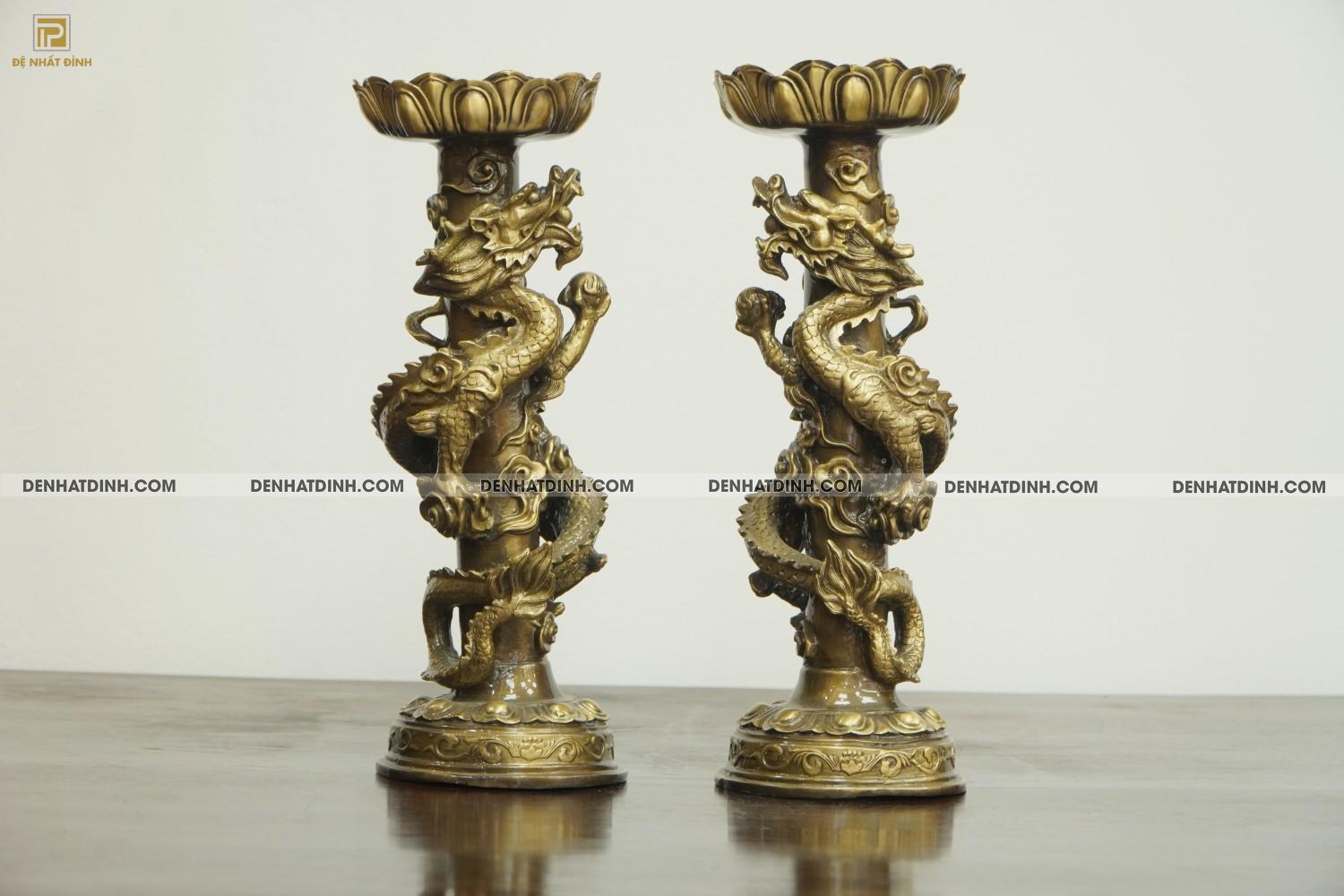 Nến rồng bằng đồng tinh xảo 39cm