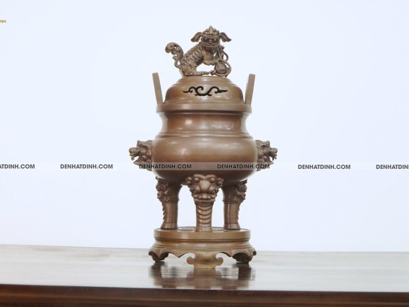 Lư đỉnh xông trầm Huế 57cm hun nâu cổ