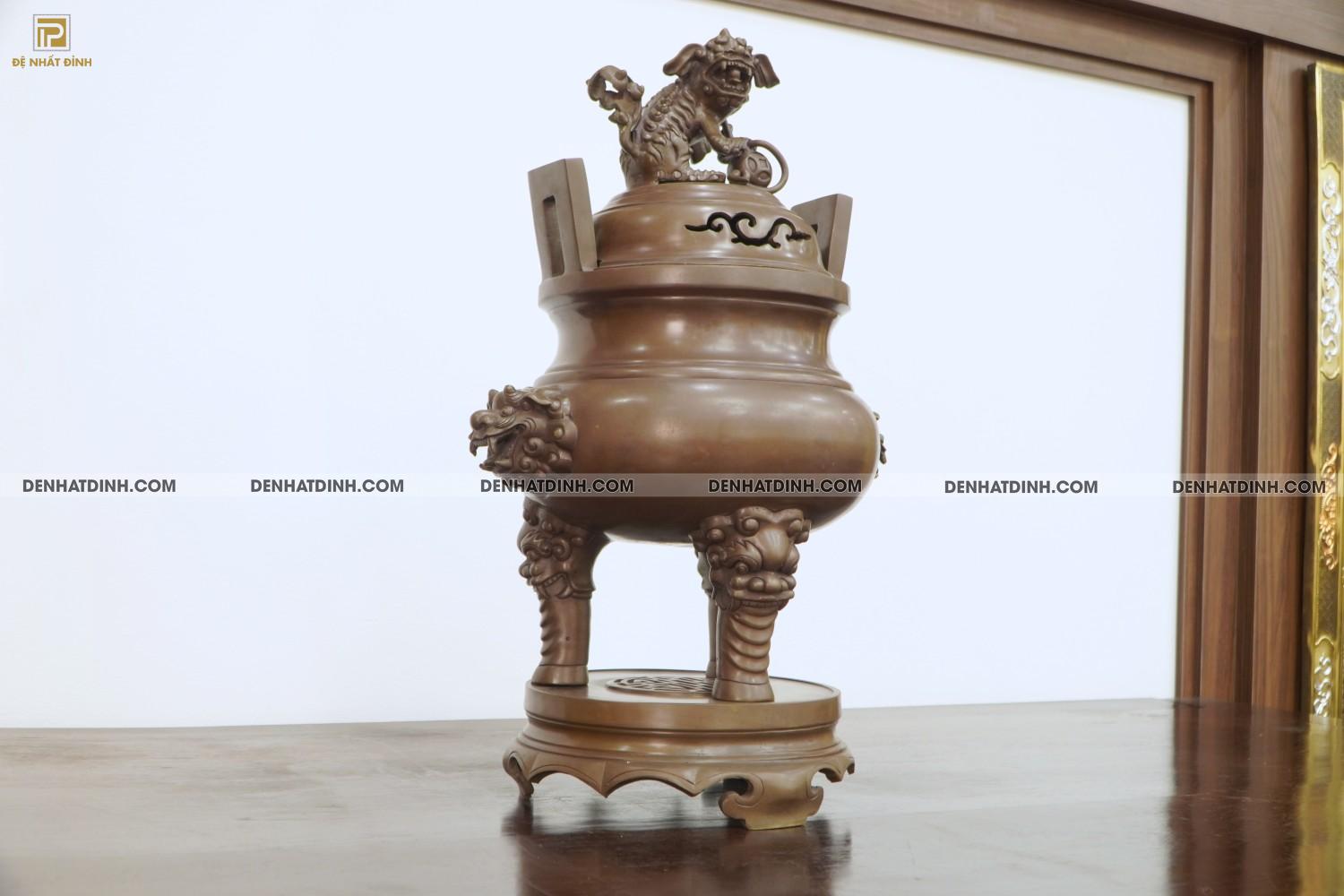 Lư đỉnh xông trầm Huế 57cm hun nâu cổ - Ảnh 3