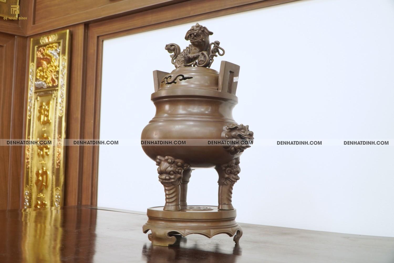 Lư đỉnh xông trầm Huế 57cm hun nâu cổ - Ảnh 2