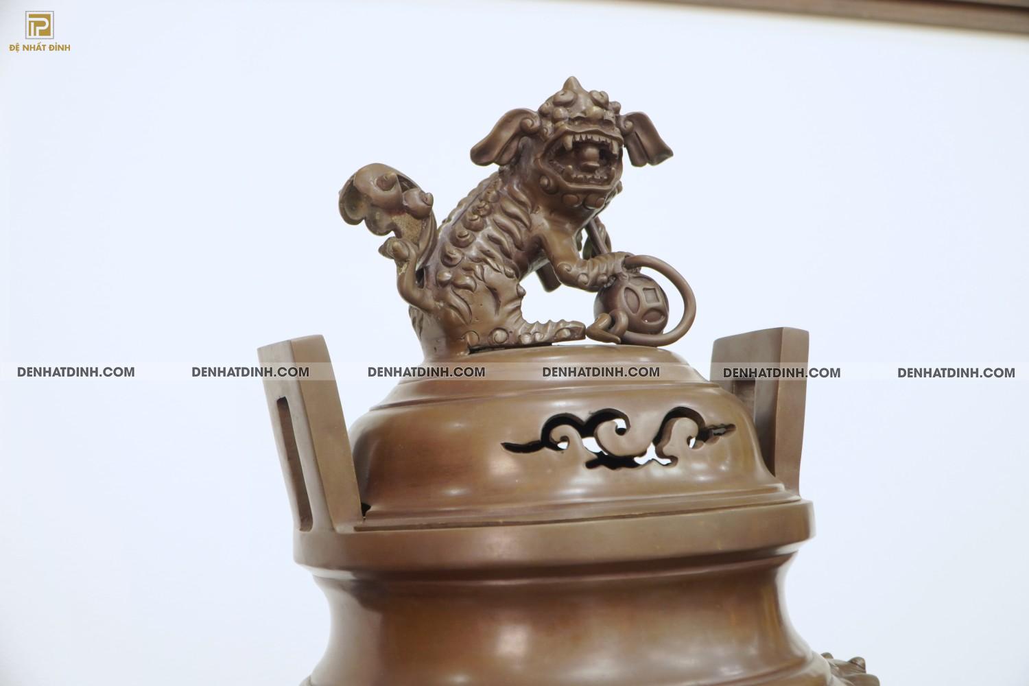 Lư đỉnh xông trầm Huế 57cm hun nâu cổ - Ảnh 14