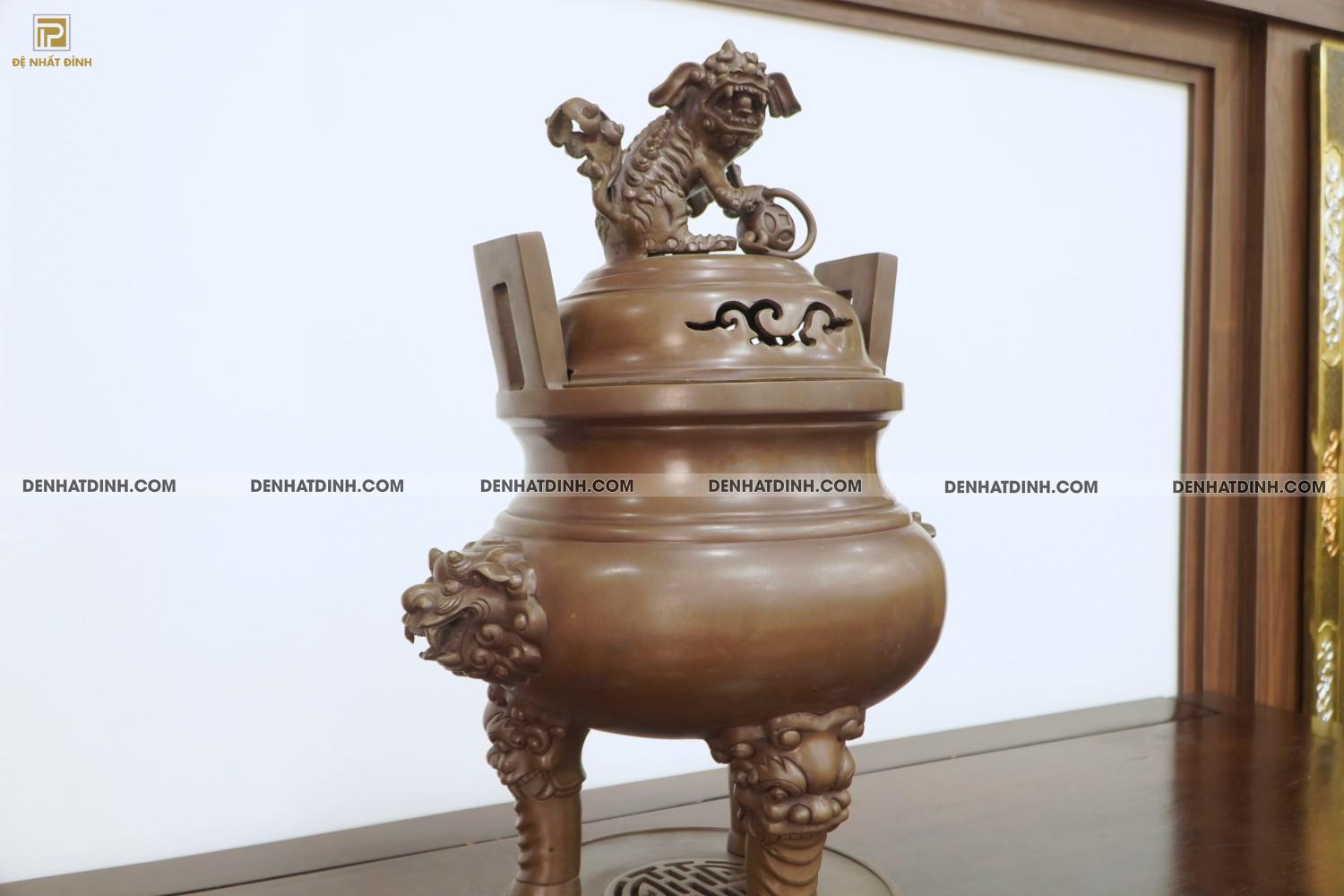 Lư đỉnh xông trầm Huế 57cm hun nâu cổ - Ảnh 13