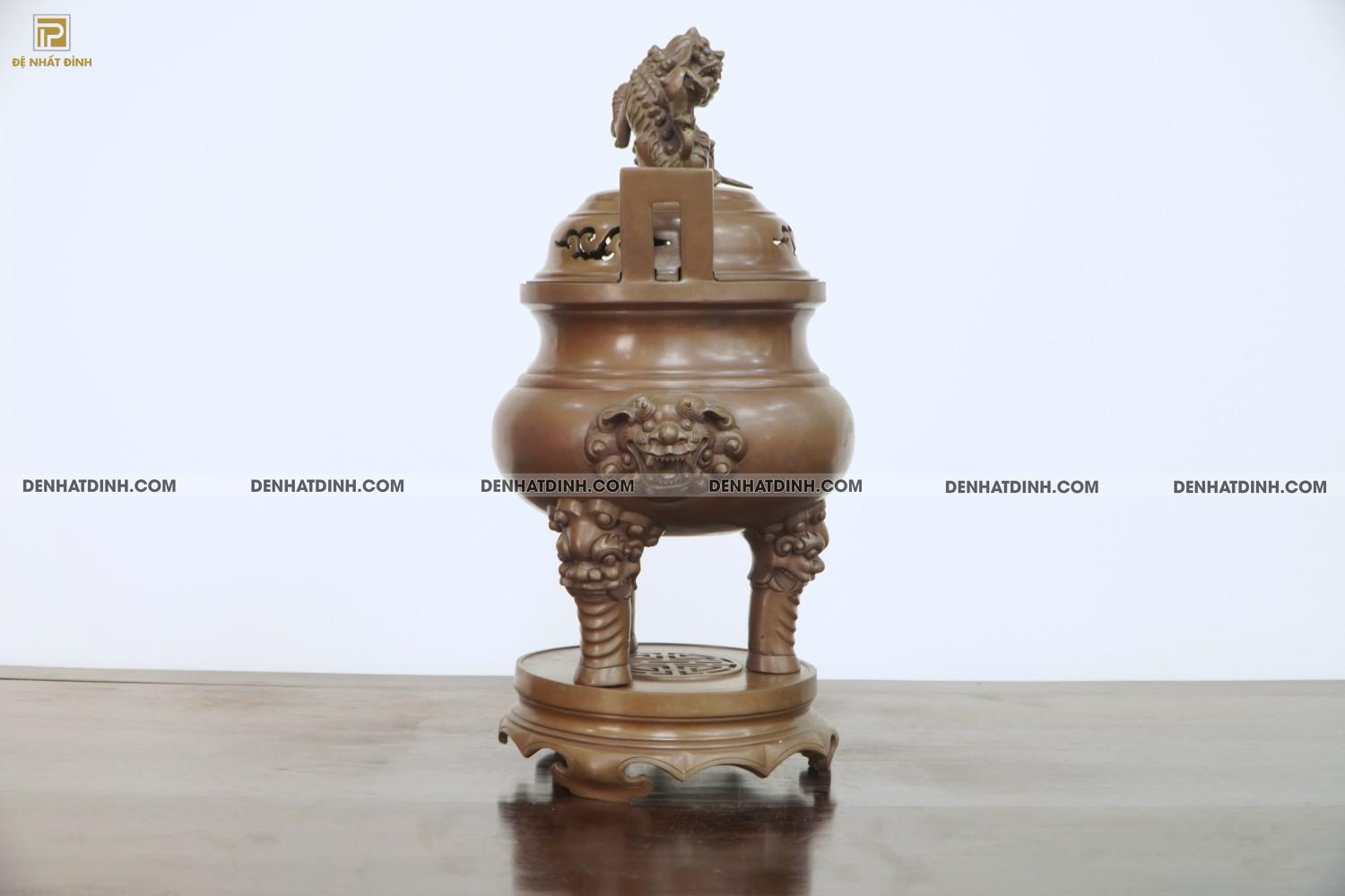 Lư đỉnh xông trầm Huế 57cm hun nâu cổ - Ảnh 9