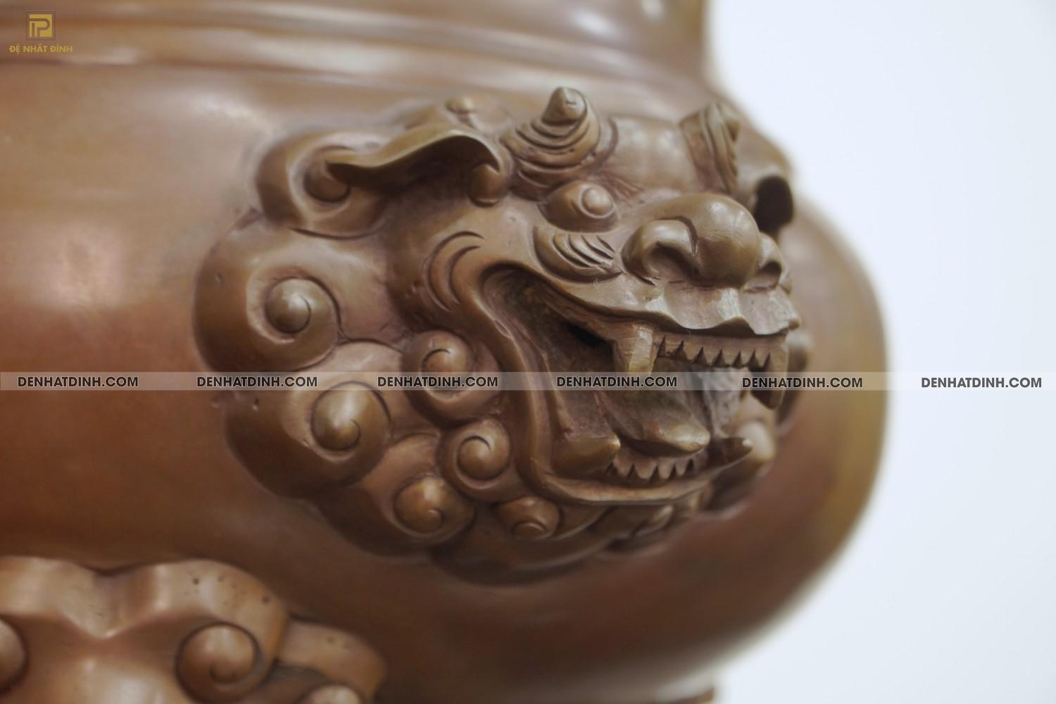 Lư đỉnh xông trầm Huế 57cm hun nâu cổ - Ảnh 7