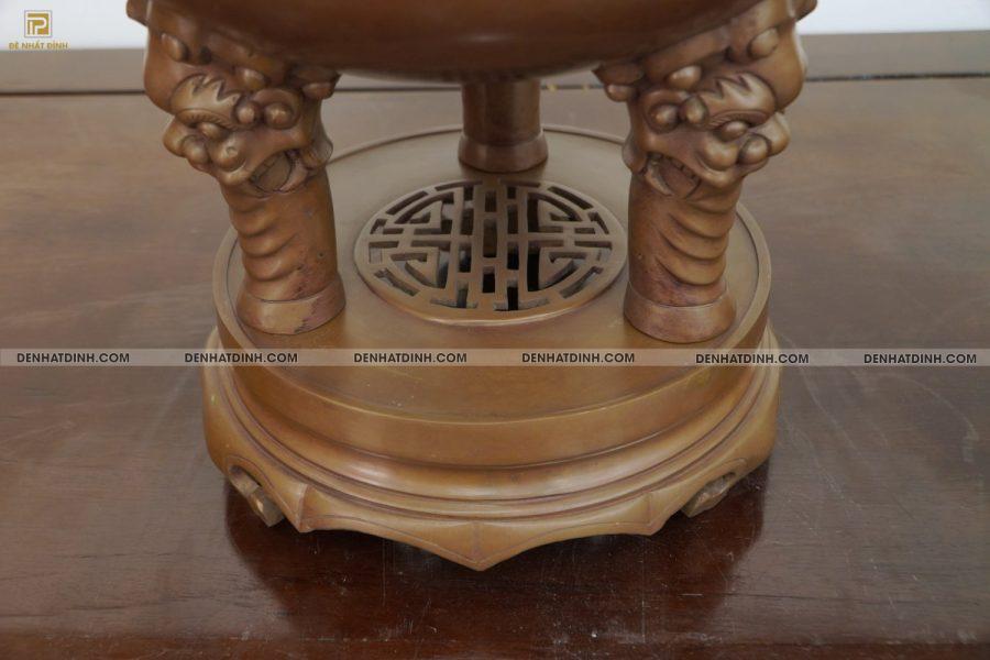 Lư đỉnh xông trầm Huế 57cm hun nâu cổ - Hình ảnh 6