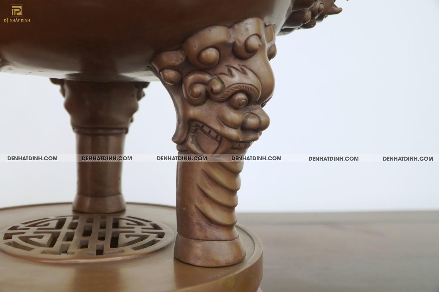 Lư đỉnh xông trầm Huế 57cm hun nâu cổ - Ảnh 5