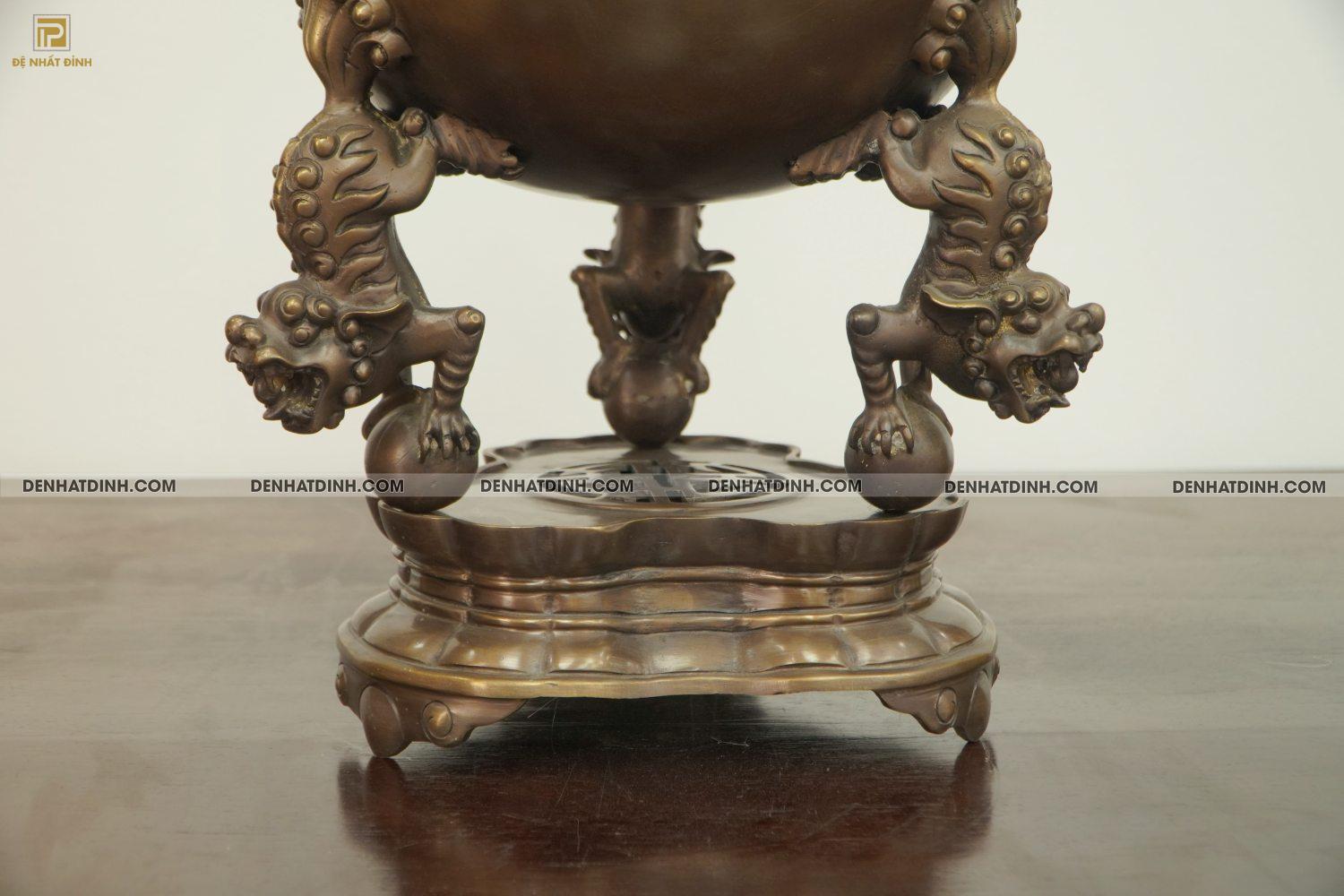 Đỉnh bóng thất lân vờn cầu bằng đồng hun nâu 56cm - Ảnh 6