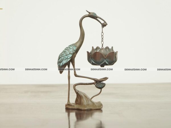 Xông trầm hạc bằng đồng cao 26cm