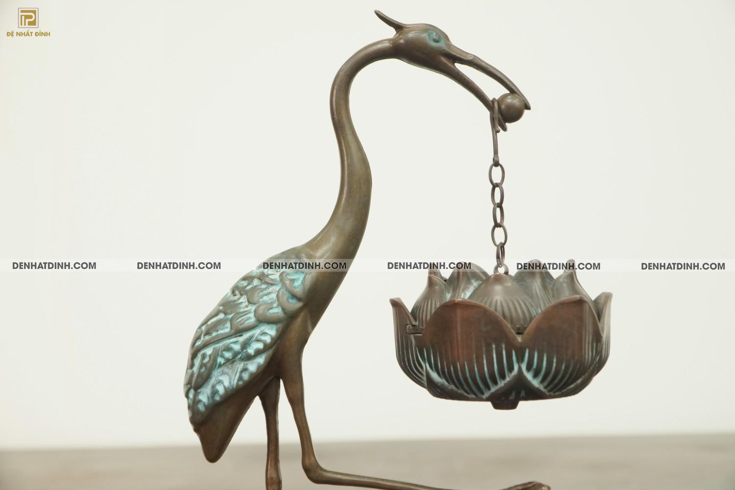 Xông trầm hạc bằng đồng cao 26cm - Ảnh 5