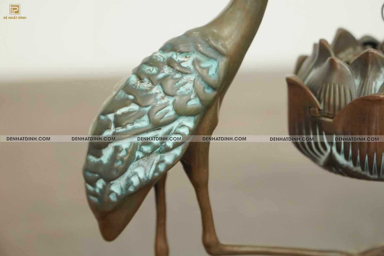 Xông trầm hạc bằng đồng cao 26cm - Ảnh 3