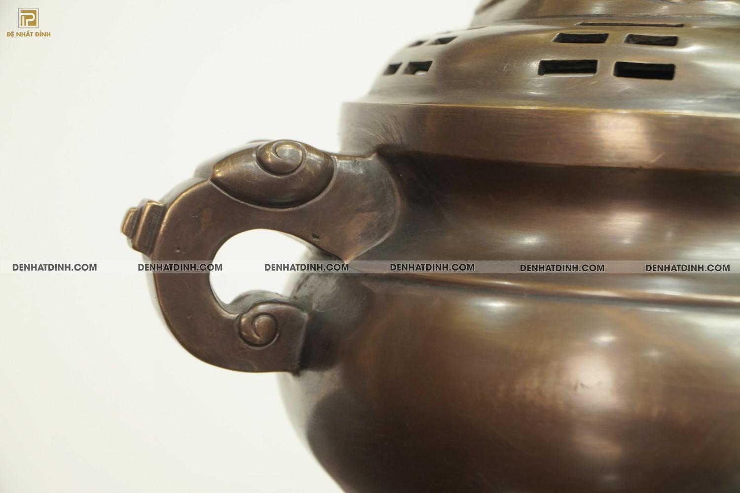 Lư đốt trầm bằng đồng hun cổ đen bóng 44cm - Ảnh 15