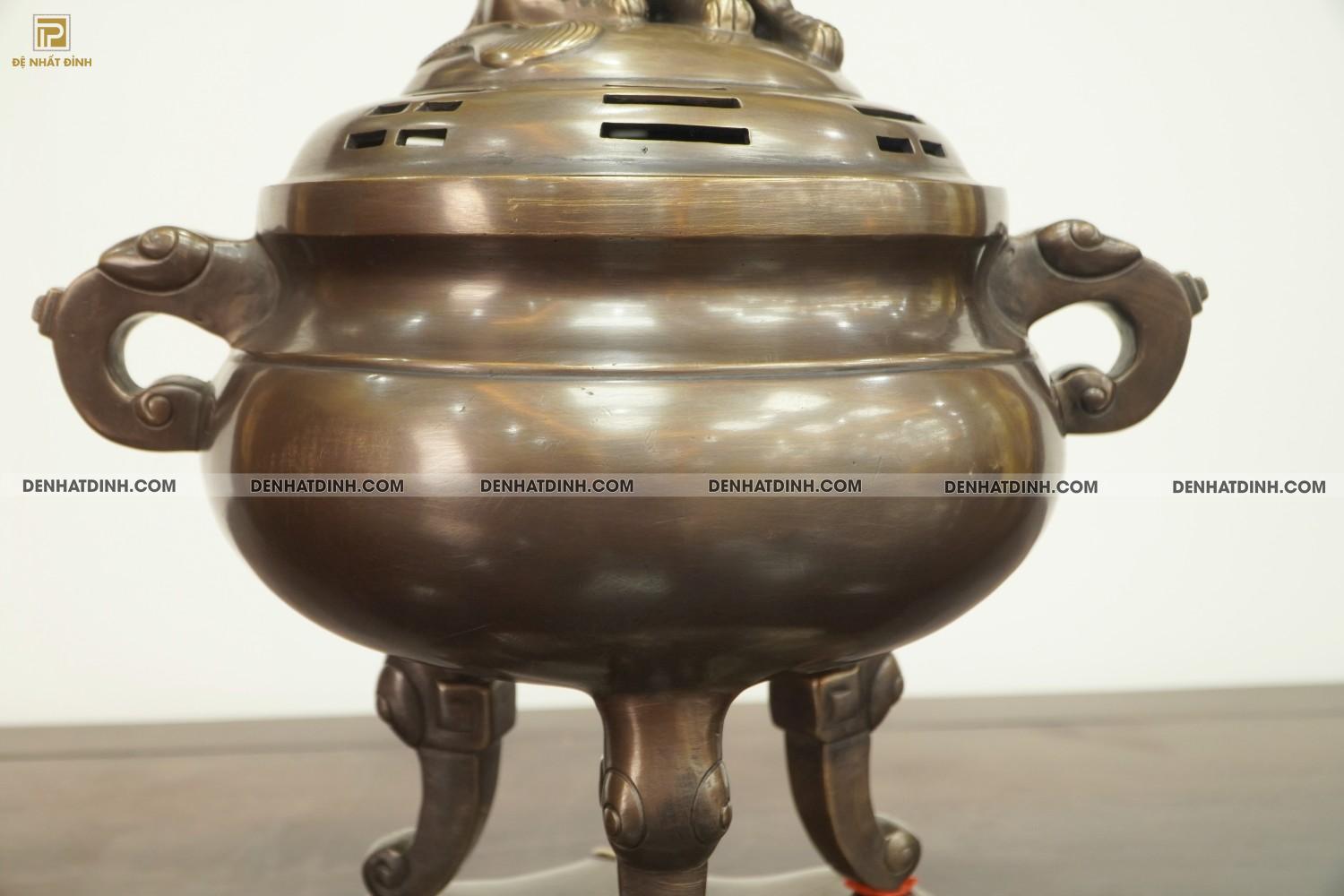 Lư đốt trầm bằng đồng hun cổ đen bóng 44cm - Ảnh 14