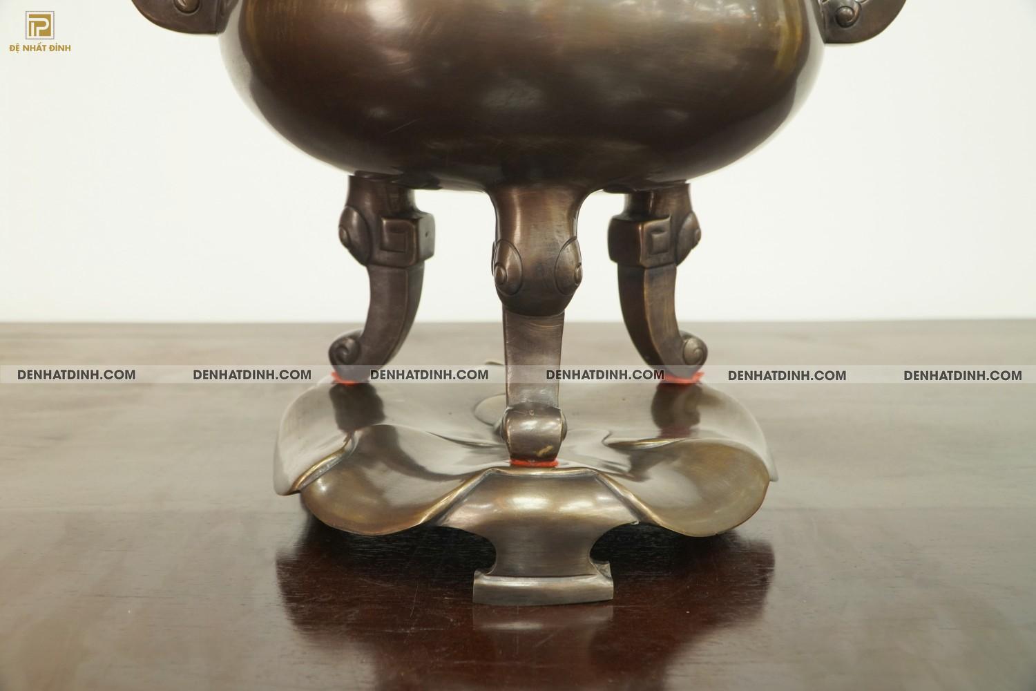 Lư đốt trầm bằng đồng hun cổ đen bóng 44cm - Ảnh 13