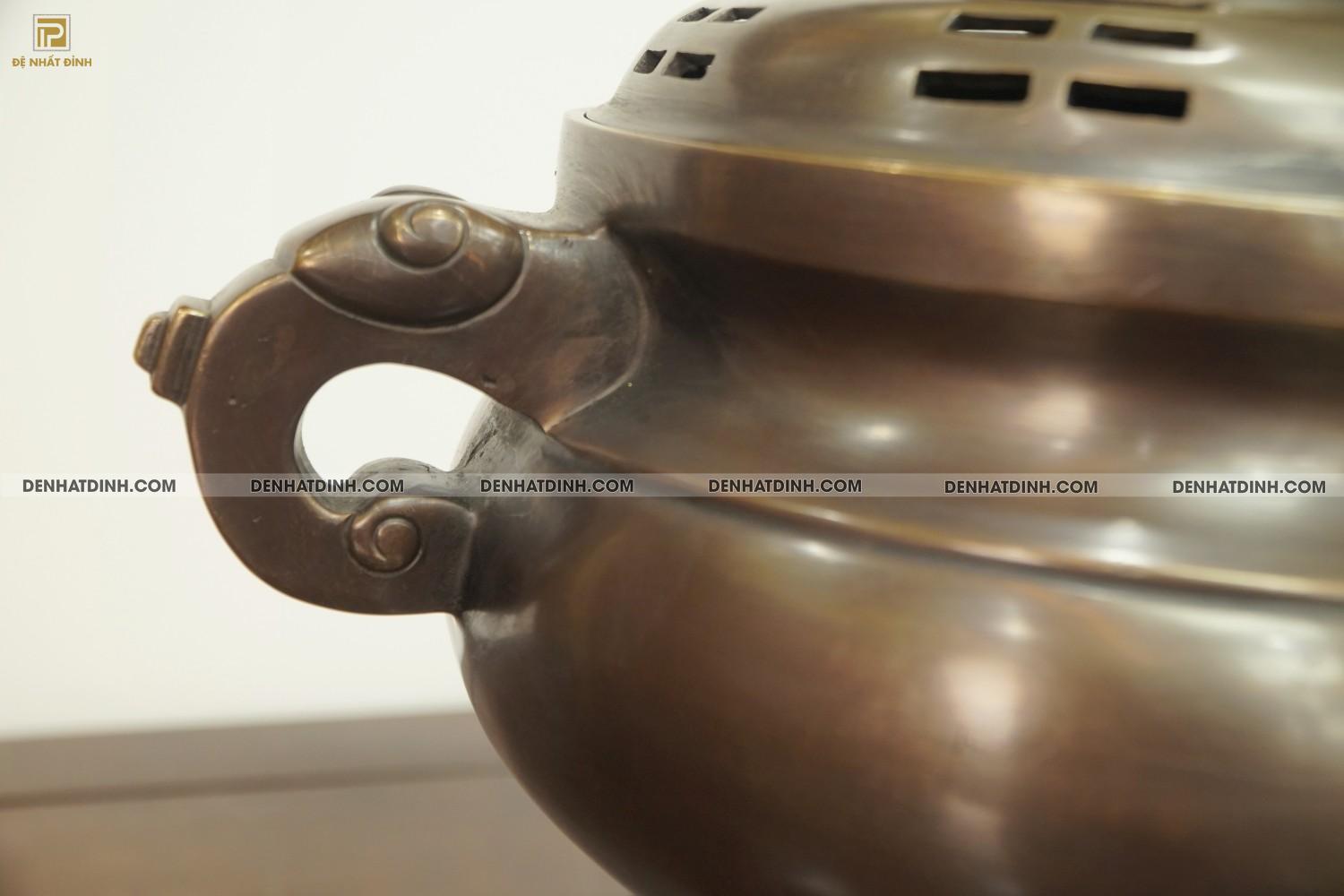 Lư đốt trầm bằng đồng hun cổ đen bóng 44cm - Ảnh 9