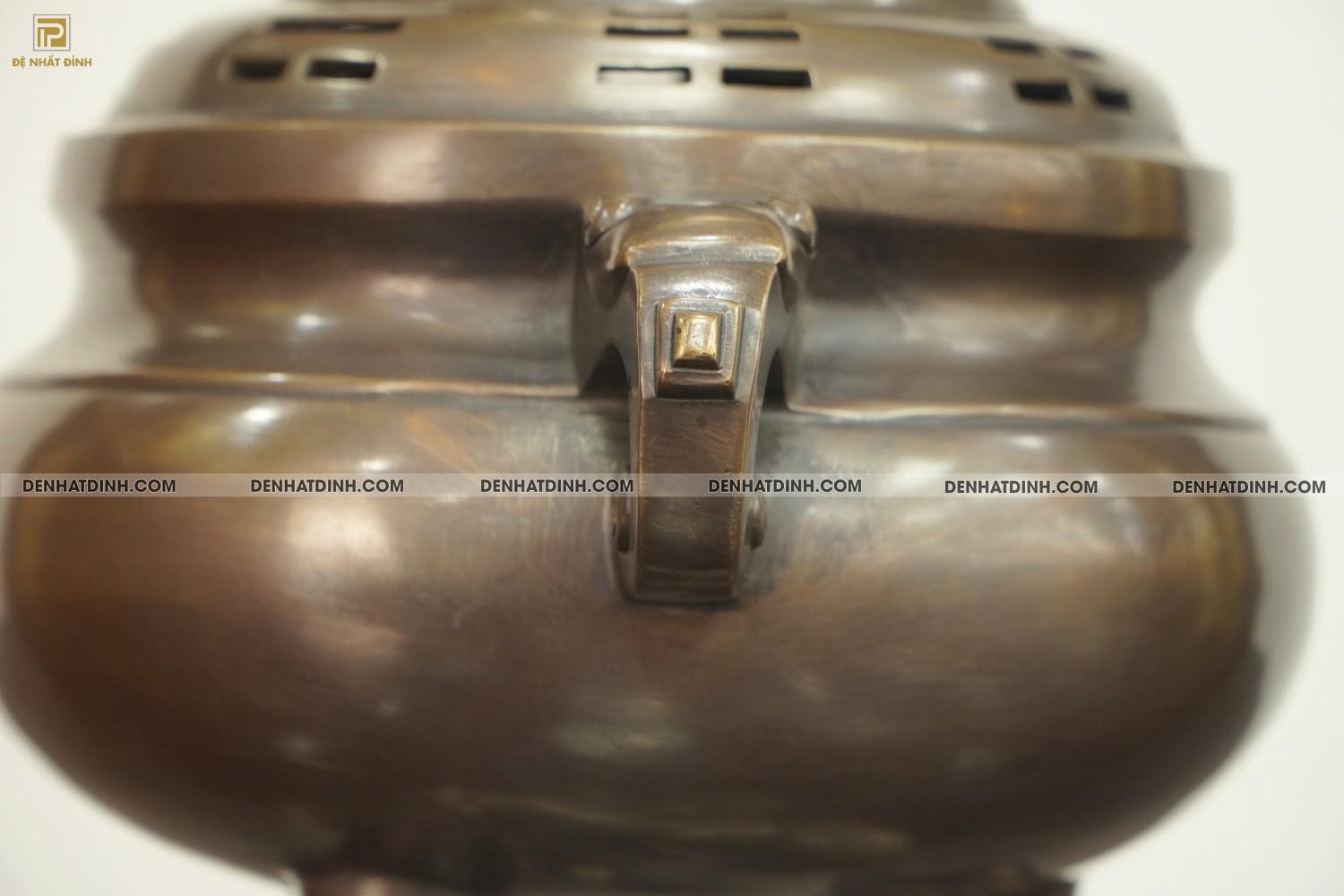 Lư đốt trầm bằng đồng hun cổ đen bóng 44cm - Ảnh 6