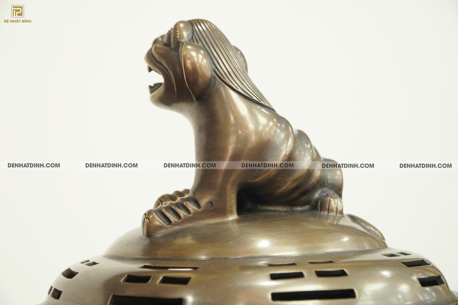 Lư đốt trầm bằng đồng hun cổ đen bóng 44cm - Ảnh 4