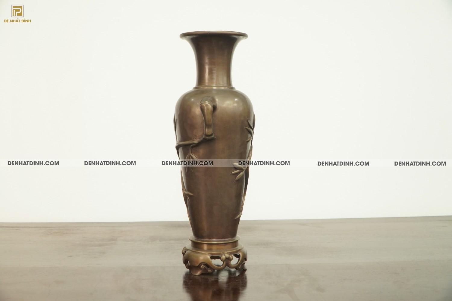 Lọ trúc hun nâu bằng đồng 50cm - Ảnh 2