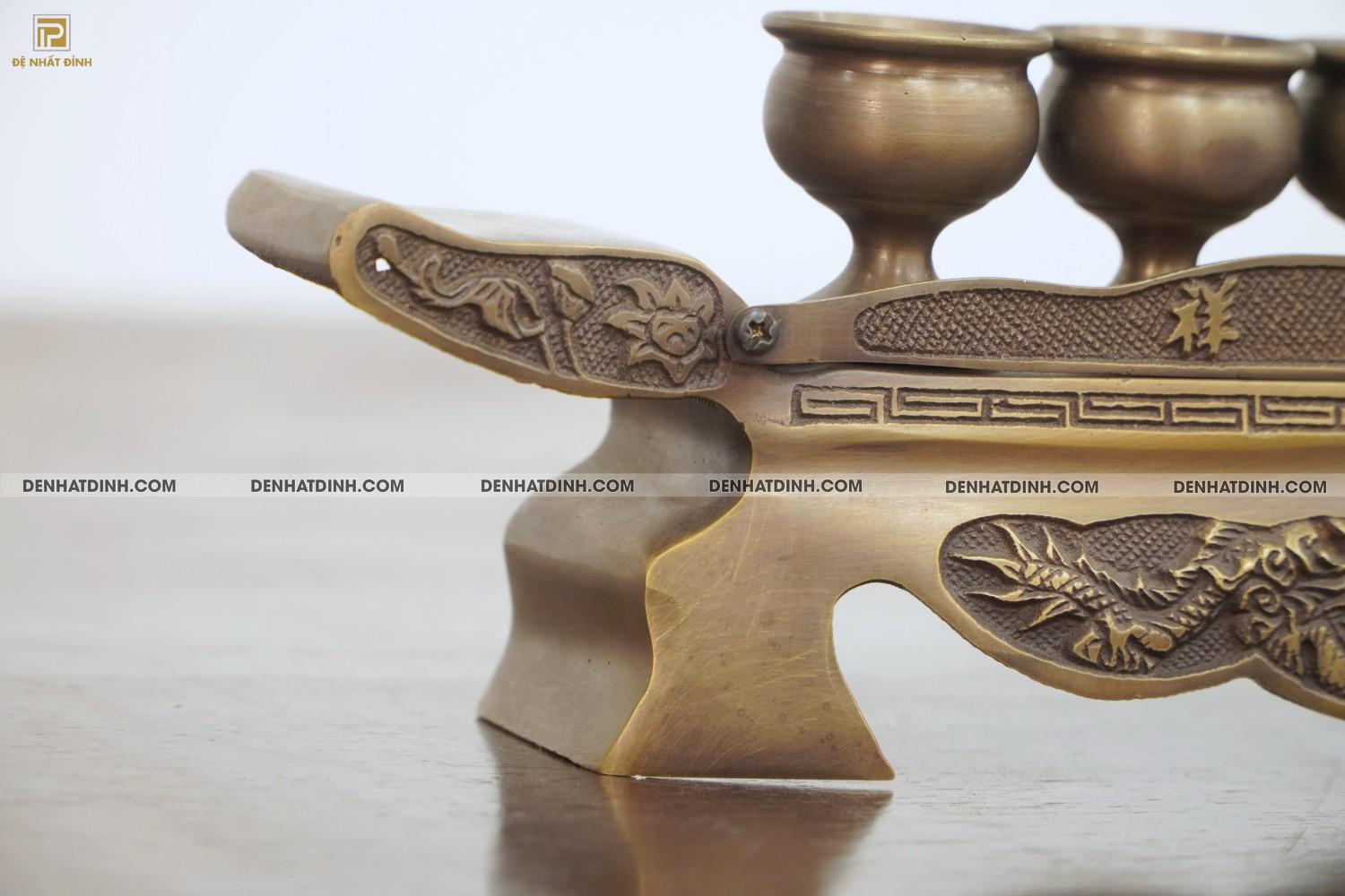 Khay chén 5 bằng đồng hun nâu cổ - Ảnh 15