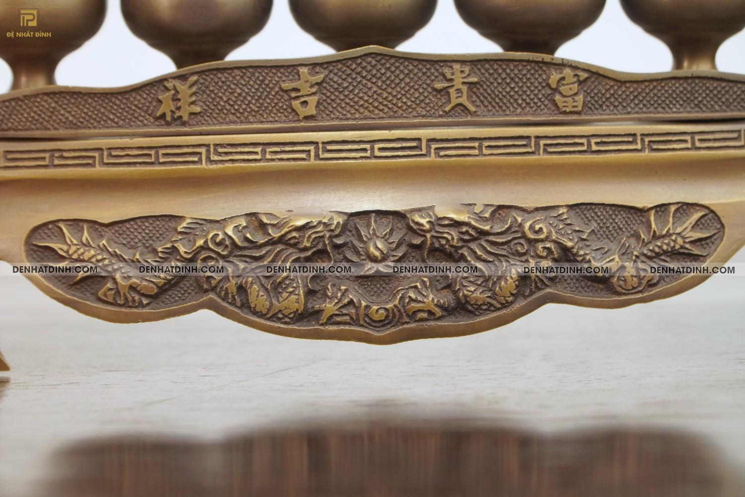 Khay chén 5 bằng đồng hun nâu cổ - Ảnh 13