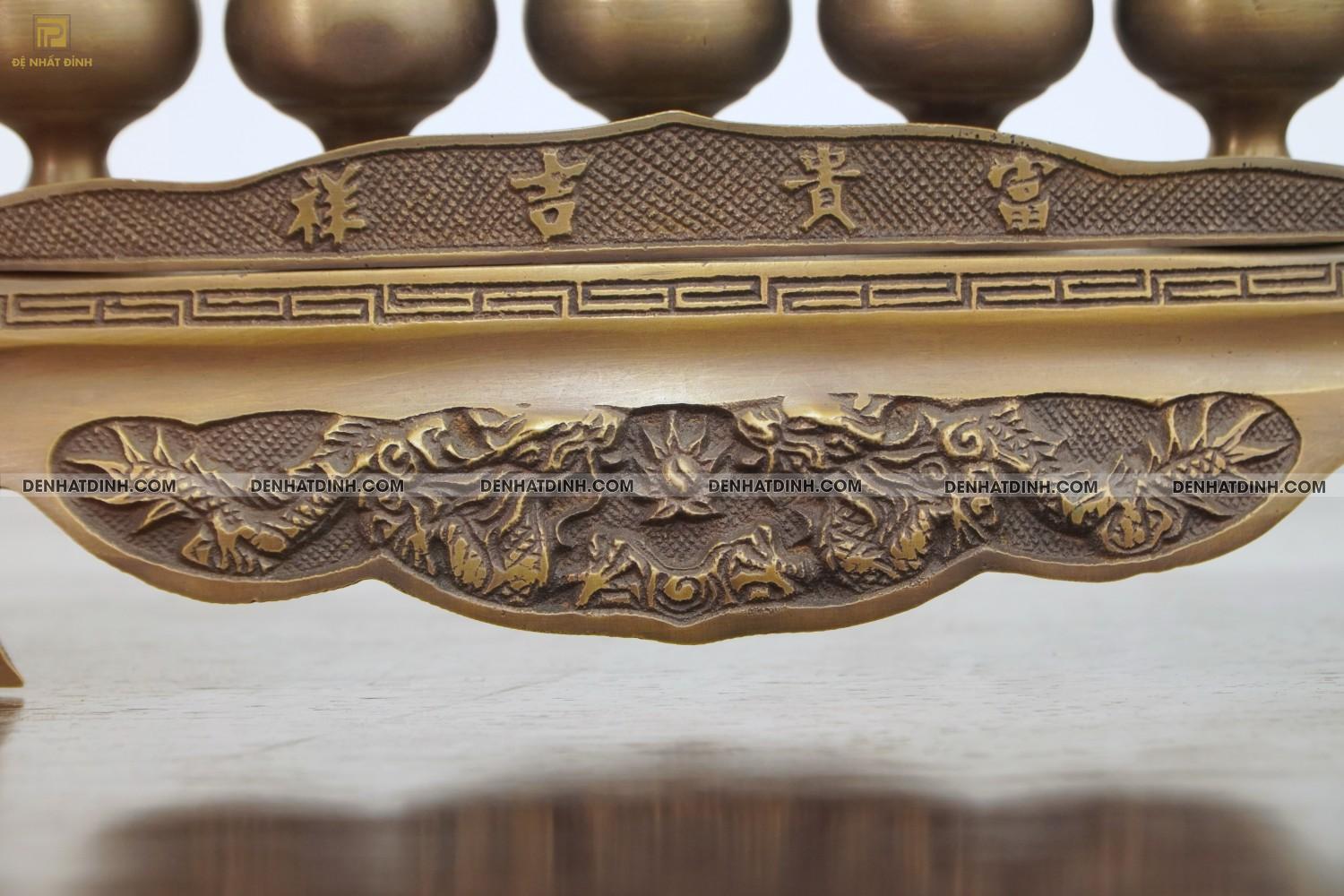 Khay chén 5 bằng đồng hun nâu cổ - Ảnh 12