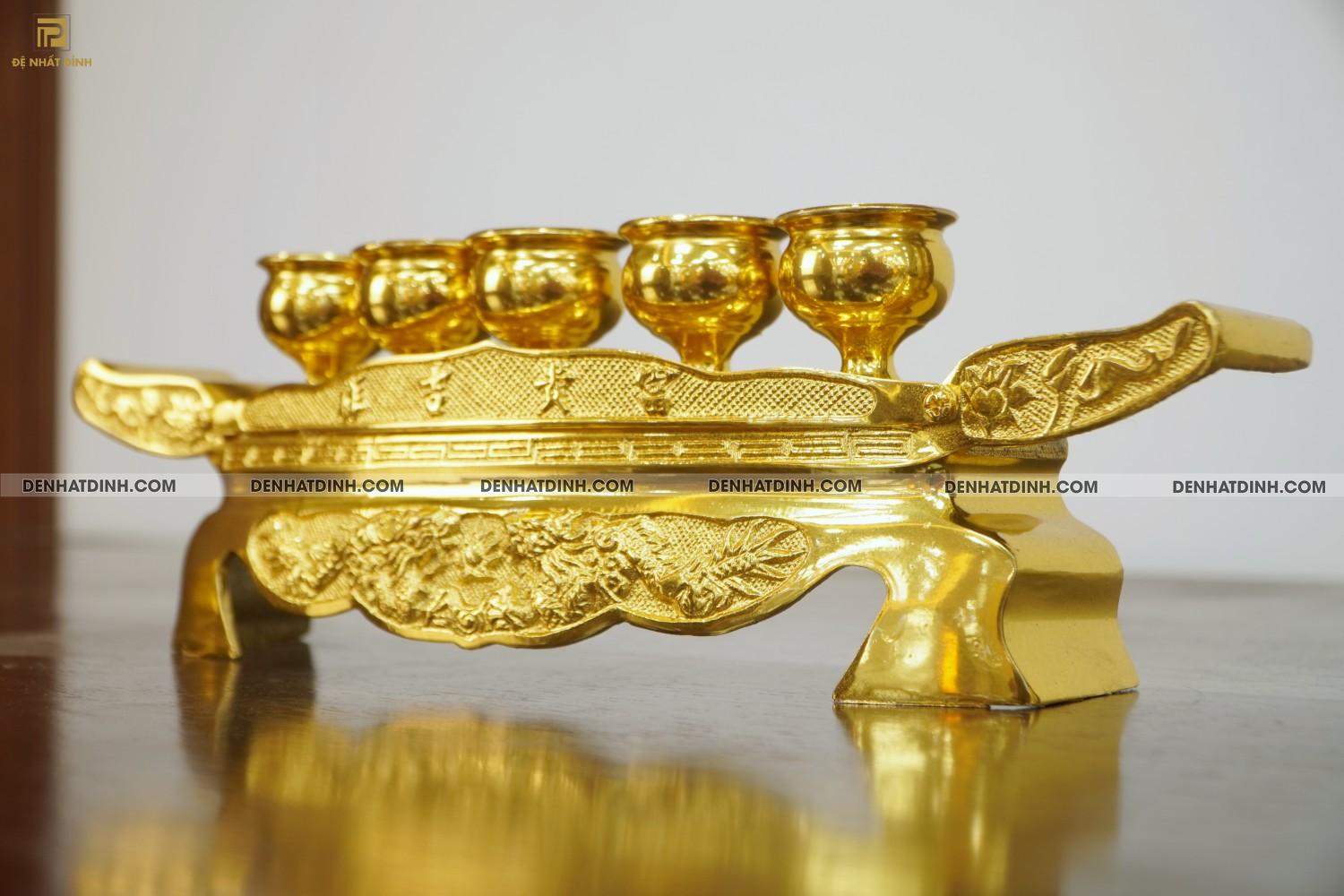 Khay chén 5 bằng đồng dát vàng 24k - Ảnh 9