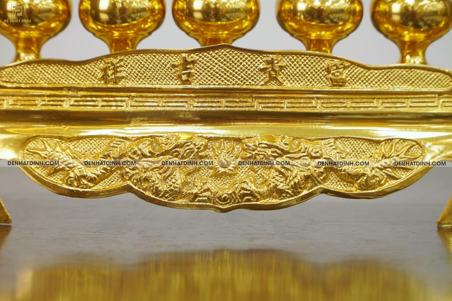 Khay chén 5 bằng đồng dát vàng 24k - Ảnh 7