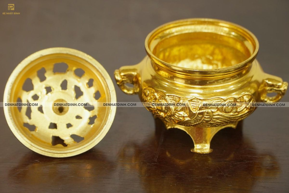Xông trầm bằng đồng dát vàng 24k - Ảnh 6
