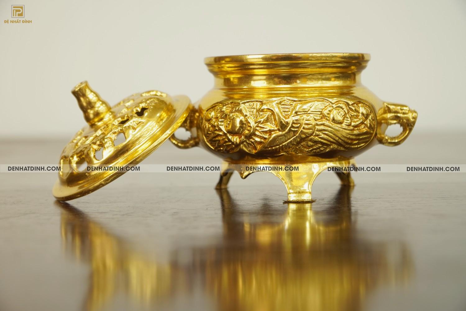 Xông trầm bằng đồng dát vàng 24k - Ảnh 4