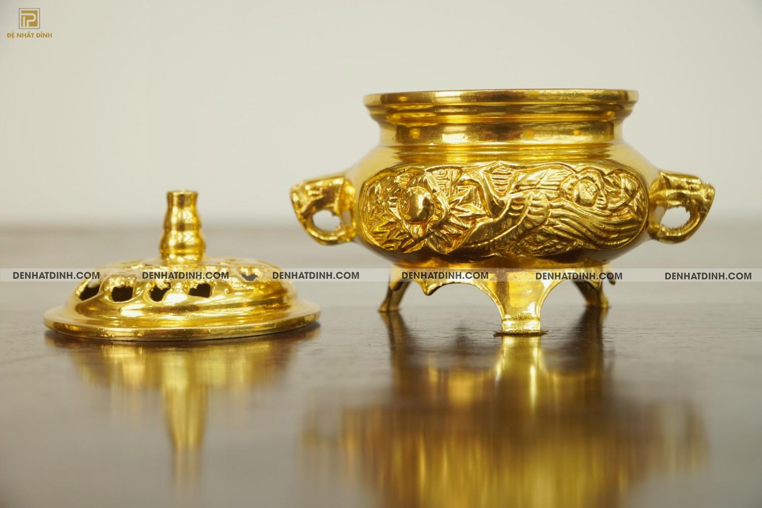 Xông trầm bằng đồng dát vàng 24k - Ảnh 3
