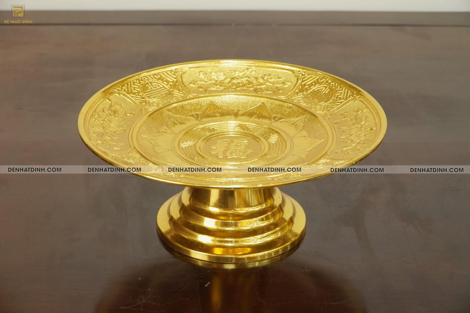Mâm bồng 35 bằng đồng dát vàng 24K
