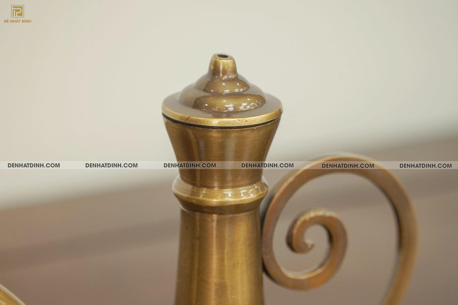 Ấm thờ bằng đồng hun cổ dát vàng điểm chữ - Ảnh 3