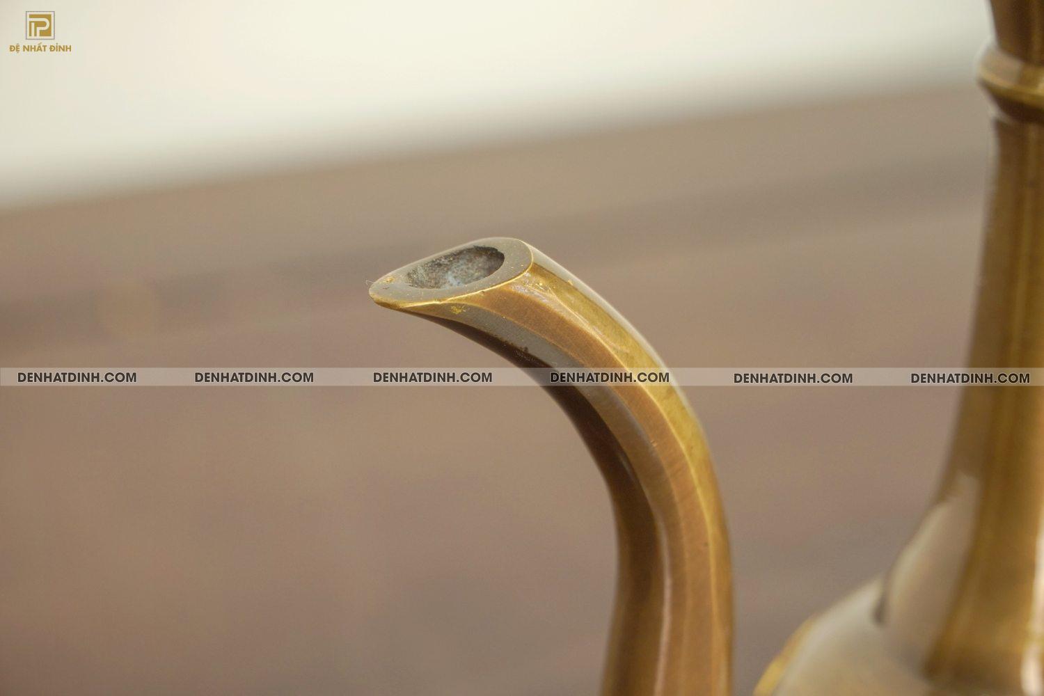 Ấm thờ bằng đồng hun cổ dát vàng điểm chữ - Ảnh 5
