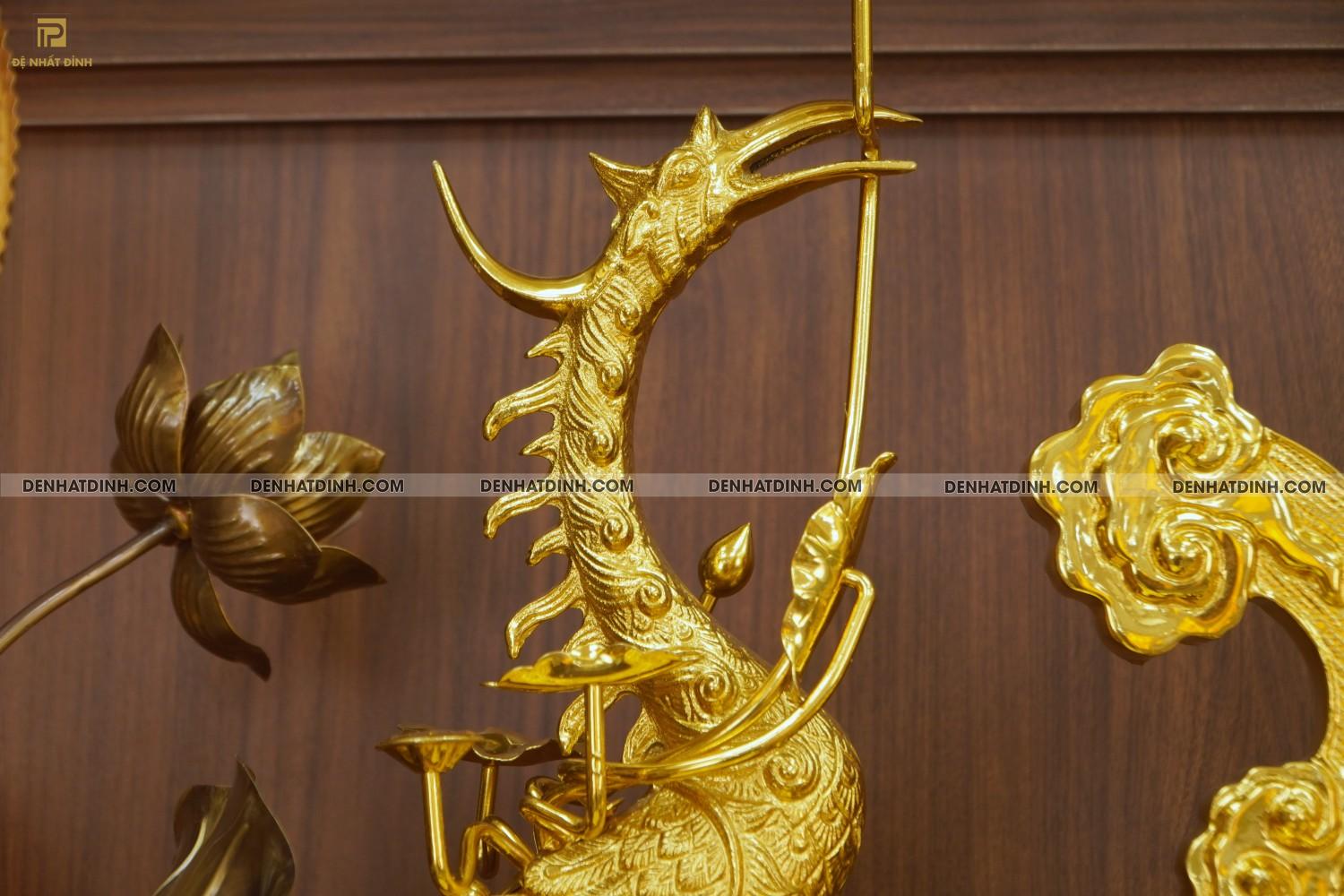 Bộ đỉnh đồng ngũ sự Cuốn Thư 65 dát vàng 24K cùng phụ kiện đồ thờ - Ảnh 15