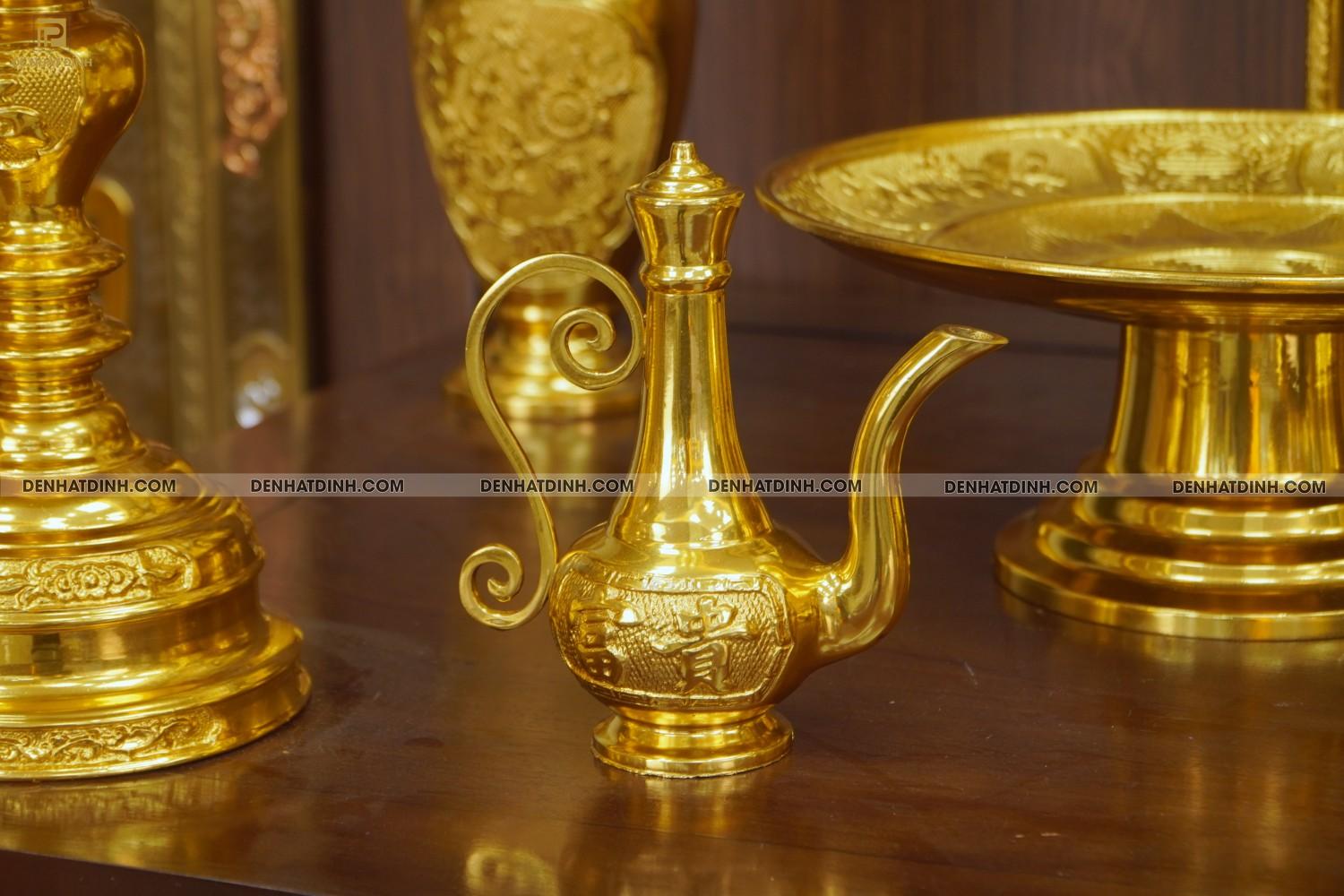 Bộ đỉnh đồng ngũ sự Cuốn Thư 65 dát vàng 24K cùng phụ kiện đồ thờ - Ảnh 13