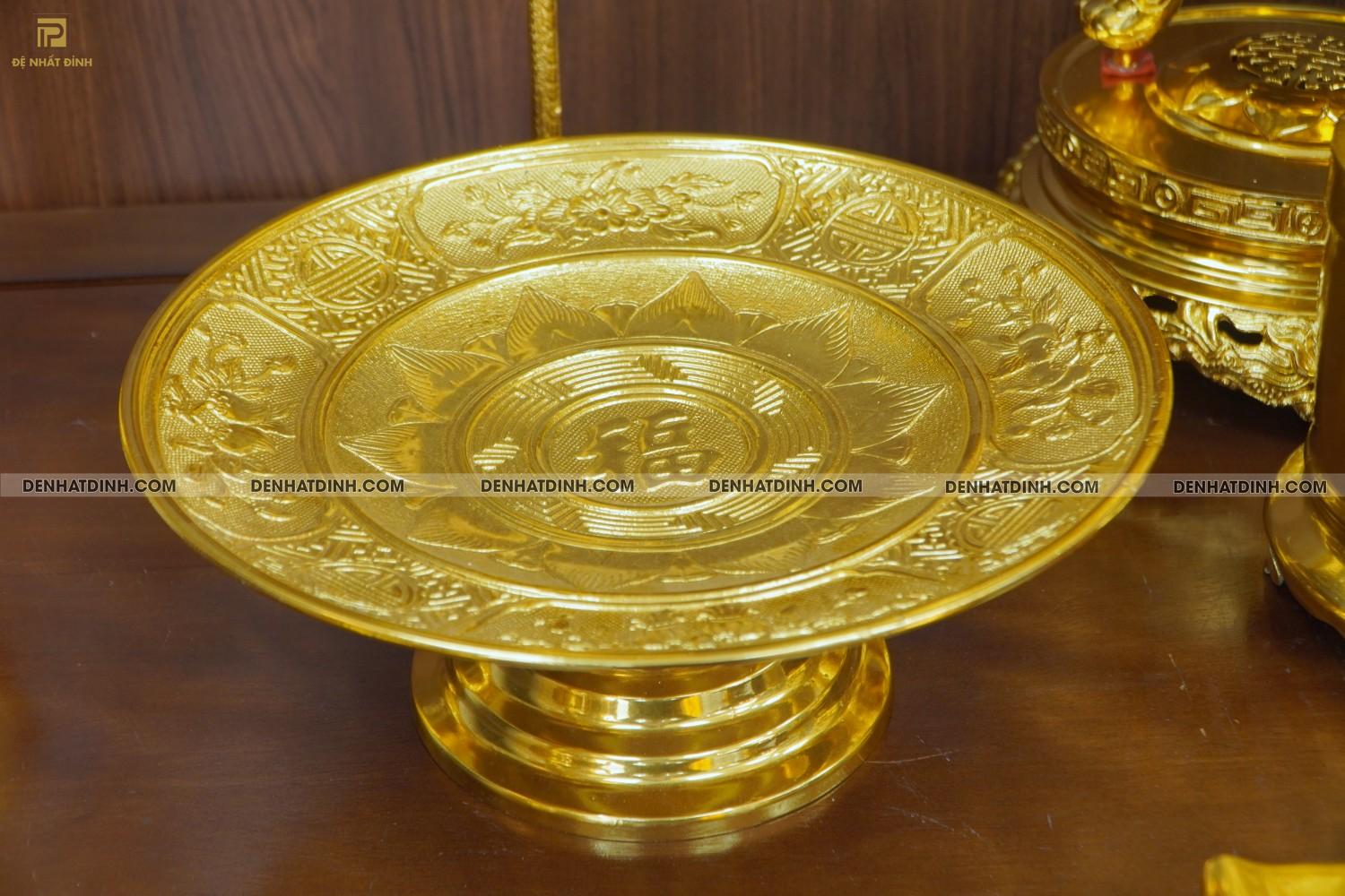 Bộ đỉnh đồng ngũ sự Cuốn Thư 65 dát vàng 24K cùng phụ kiện đồ thờ - Ảnh 8