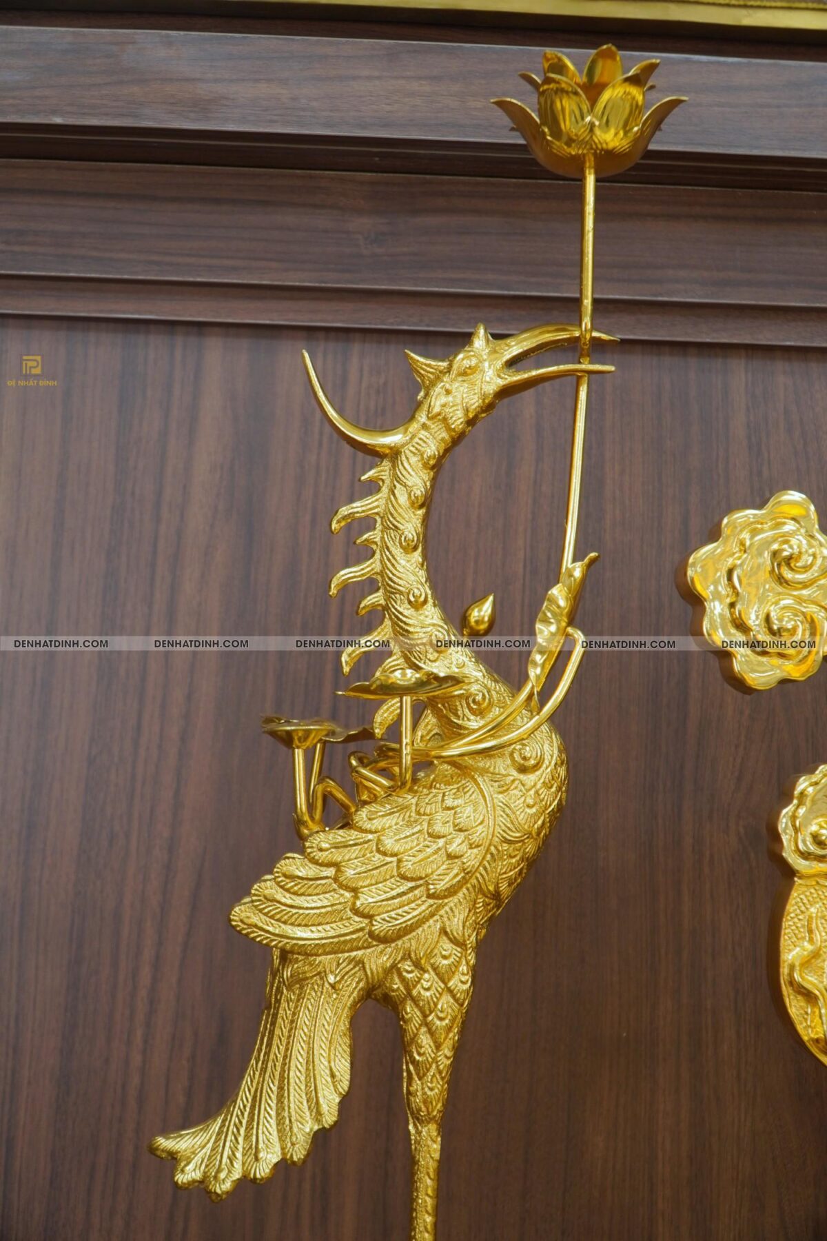 Bộ đỉnh đồng ngũ sự Cuốn Thư 65 cùng 4 phụ kiện dát vàng toàn bộ - Ảnh 9