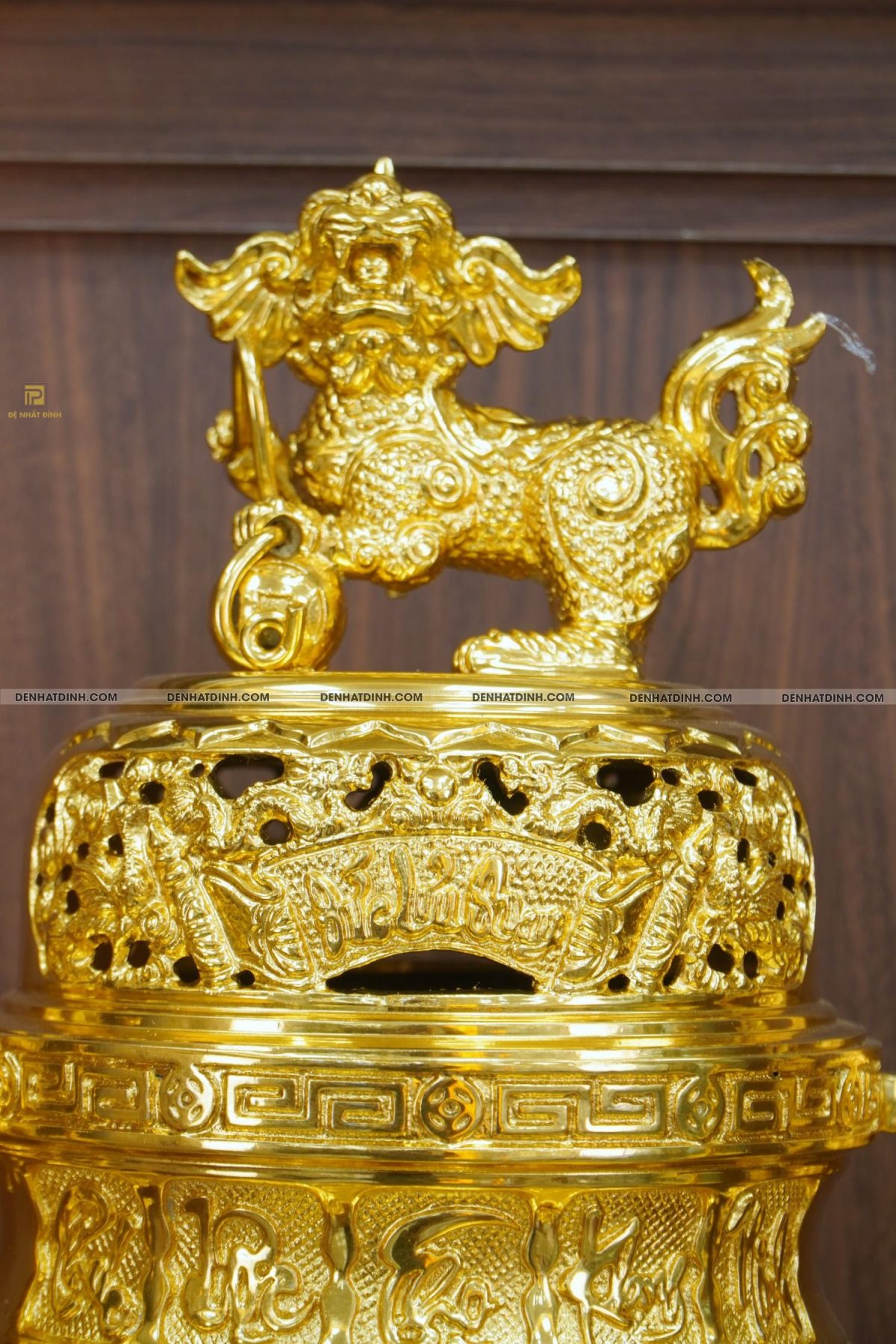 Bộ đỉnh đồng ngũ sự Cuốn Thư 65 nến cổ dát vàng 24K - Ảnh 4