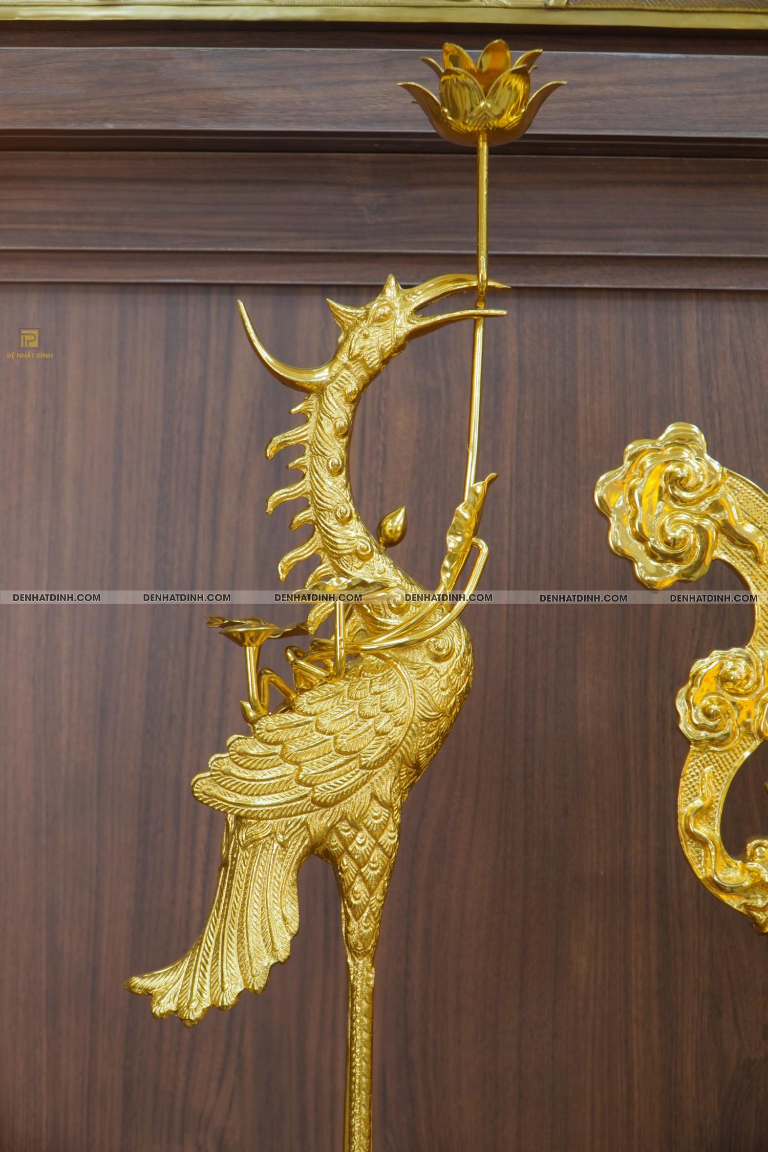 Bộ đỉnh đồng tam sự Cuốn Thư 65 hoa văn dát vàng 24K - Ảnh 10