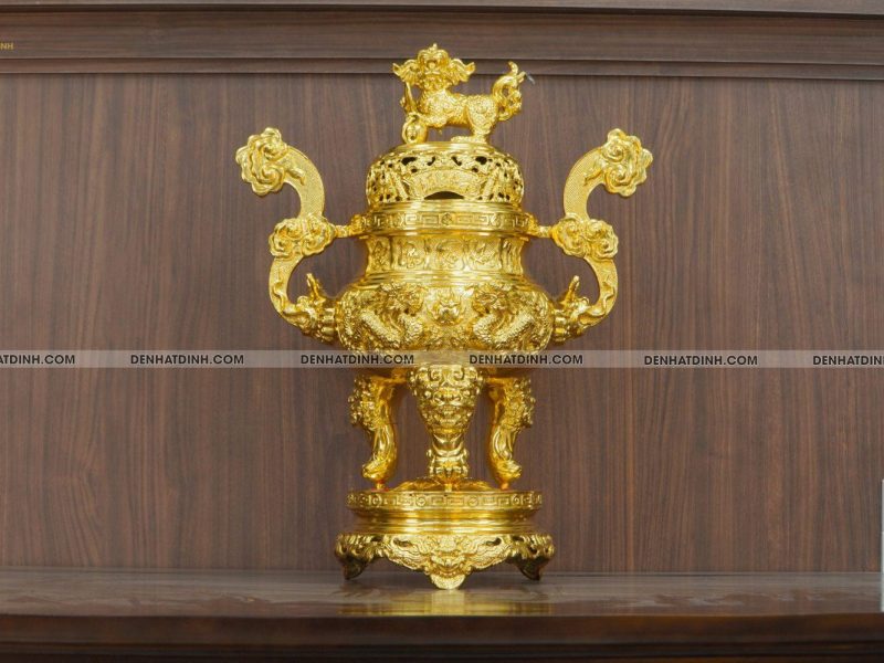 Đỉnh đồng Cuốn Thư 65 dát vàng 24K