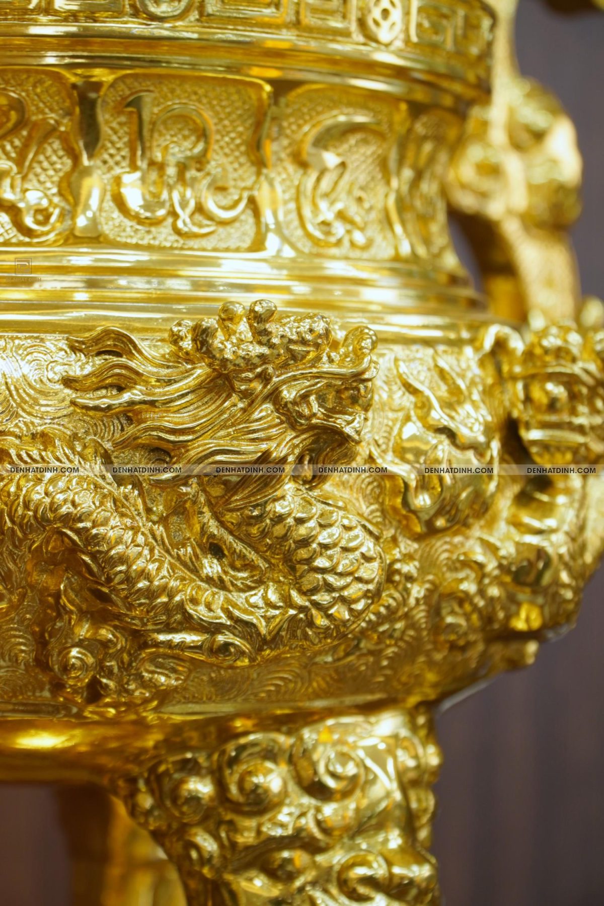 Bộ đỉnh đồng ngũ sự Cuốn Thư 65 nến cổ dát vàng 24K - Ảnh 5