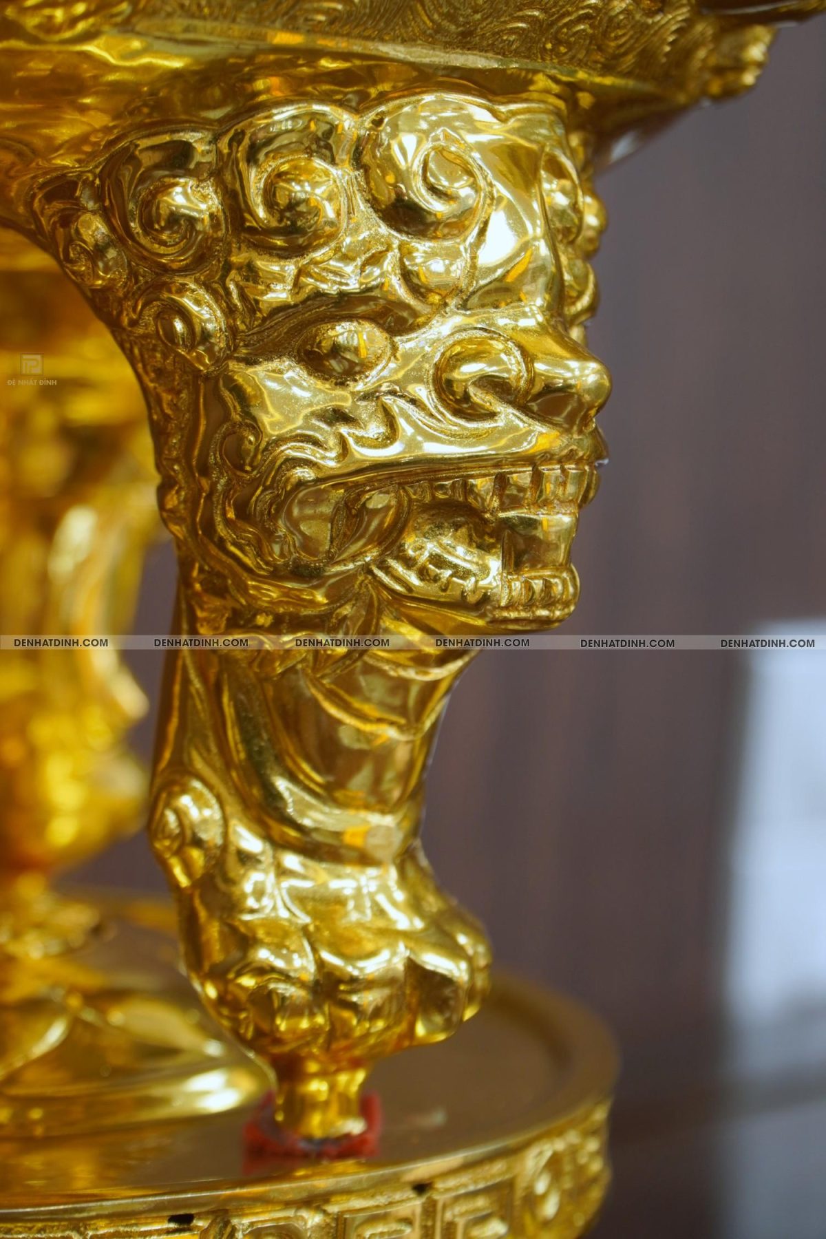 Bộ đỉnh đồng ngũ sự Cuốn Thư 65 nến cổ dát vàng 24K - Ảnh 6