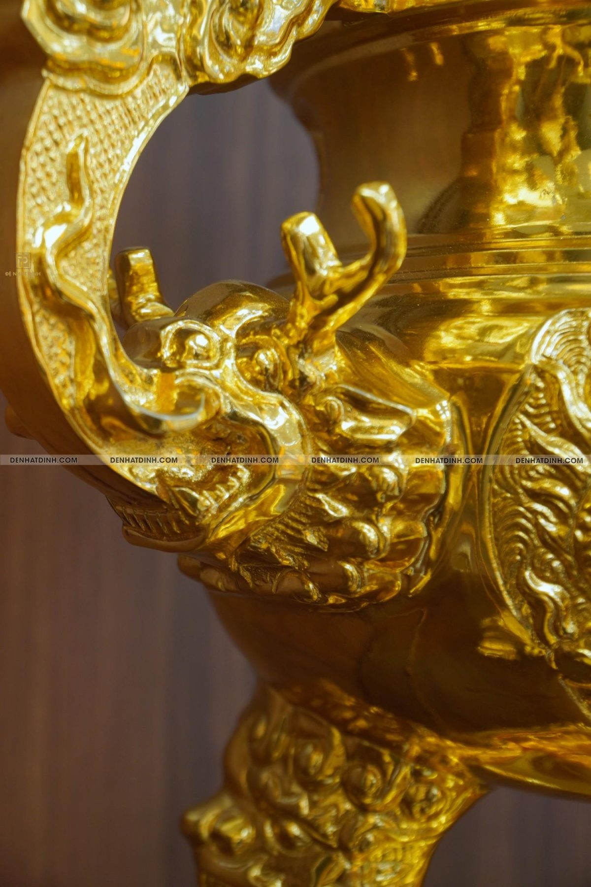 Bộ đỉnh đồng ngũ sự Cuốn Thư 65 nến cổ dát vàng 24K - Ảnh 7